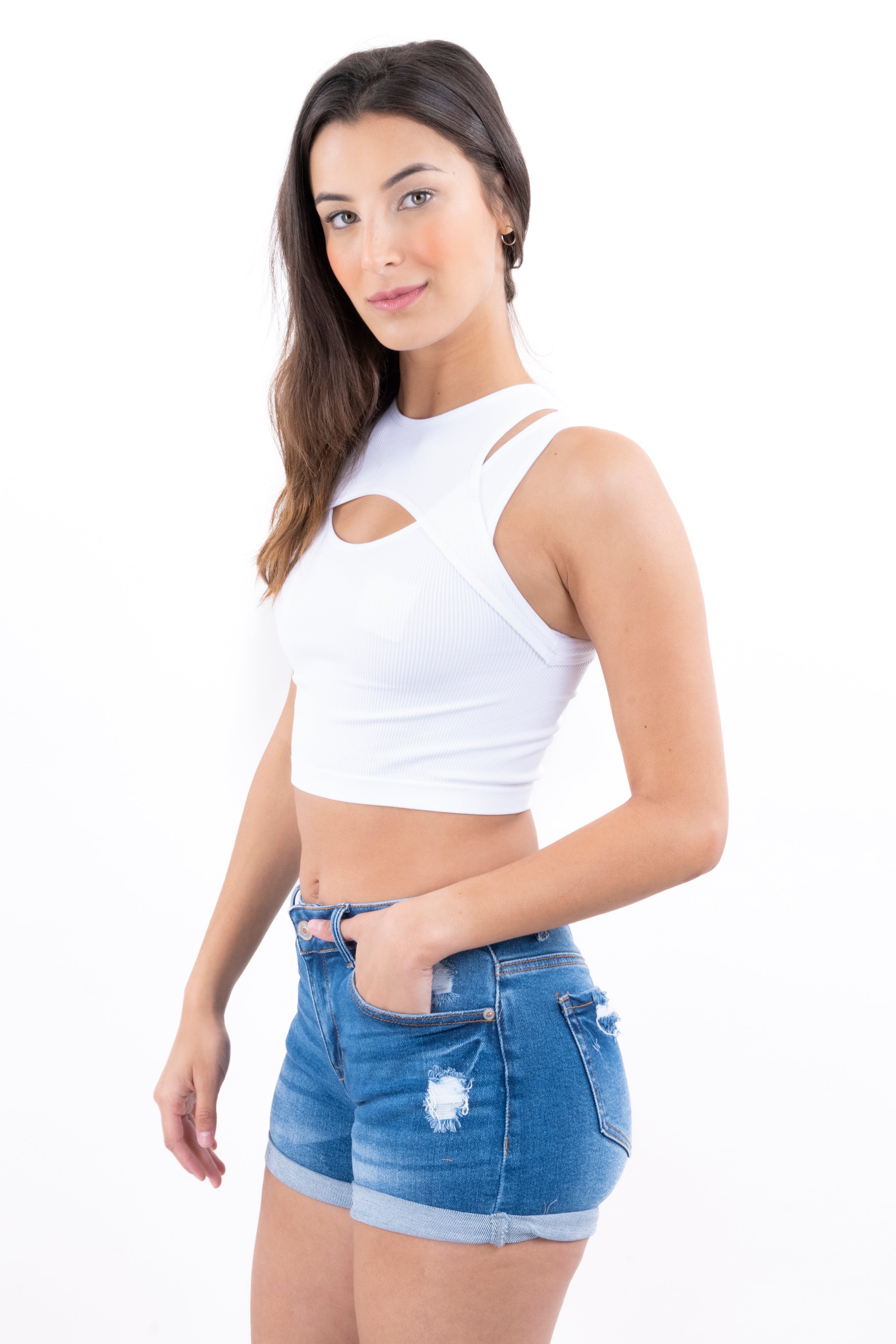 Top dos capas acanalado BLANCO