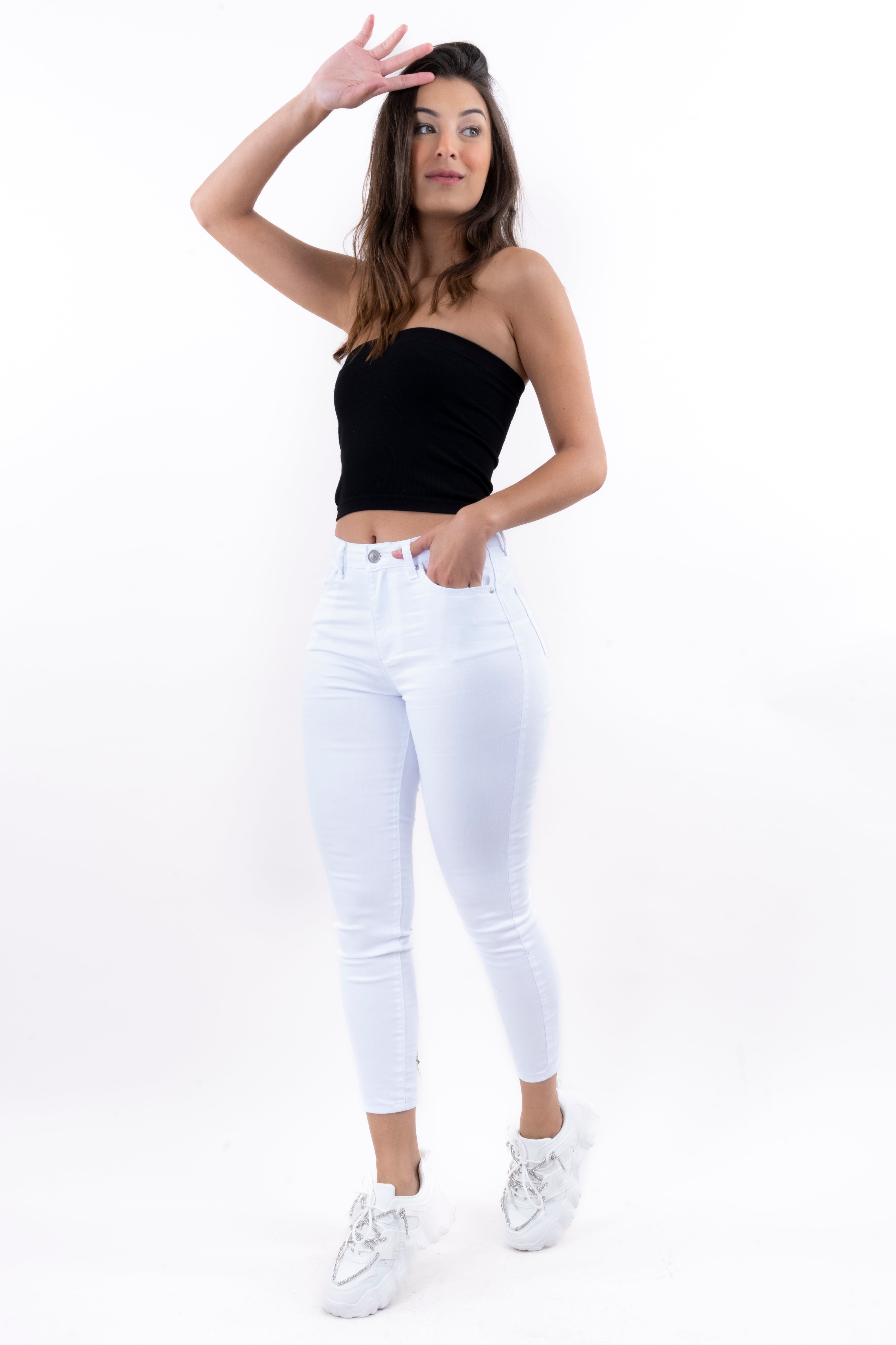 Jeans skinny bolsillos BLANCO