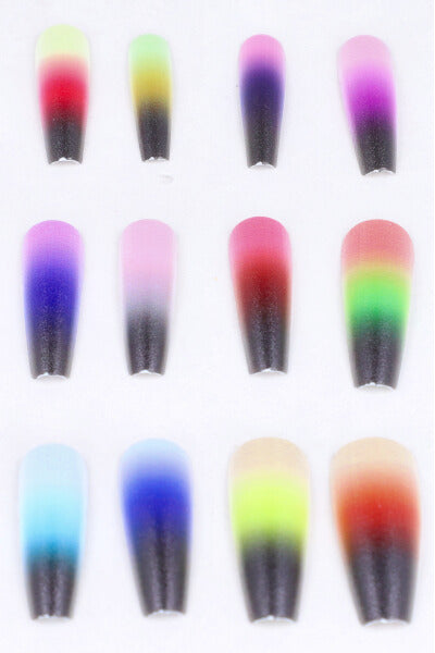 Set 12 uñas postizas degradado multicolor
