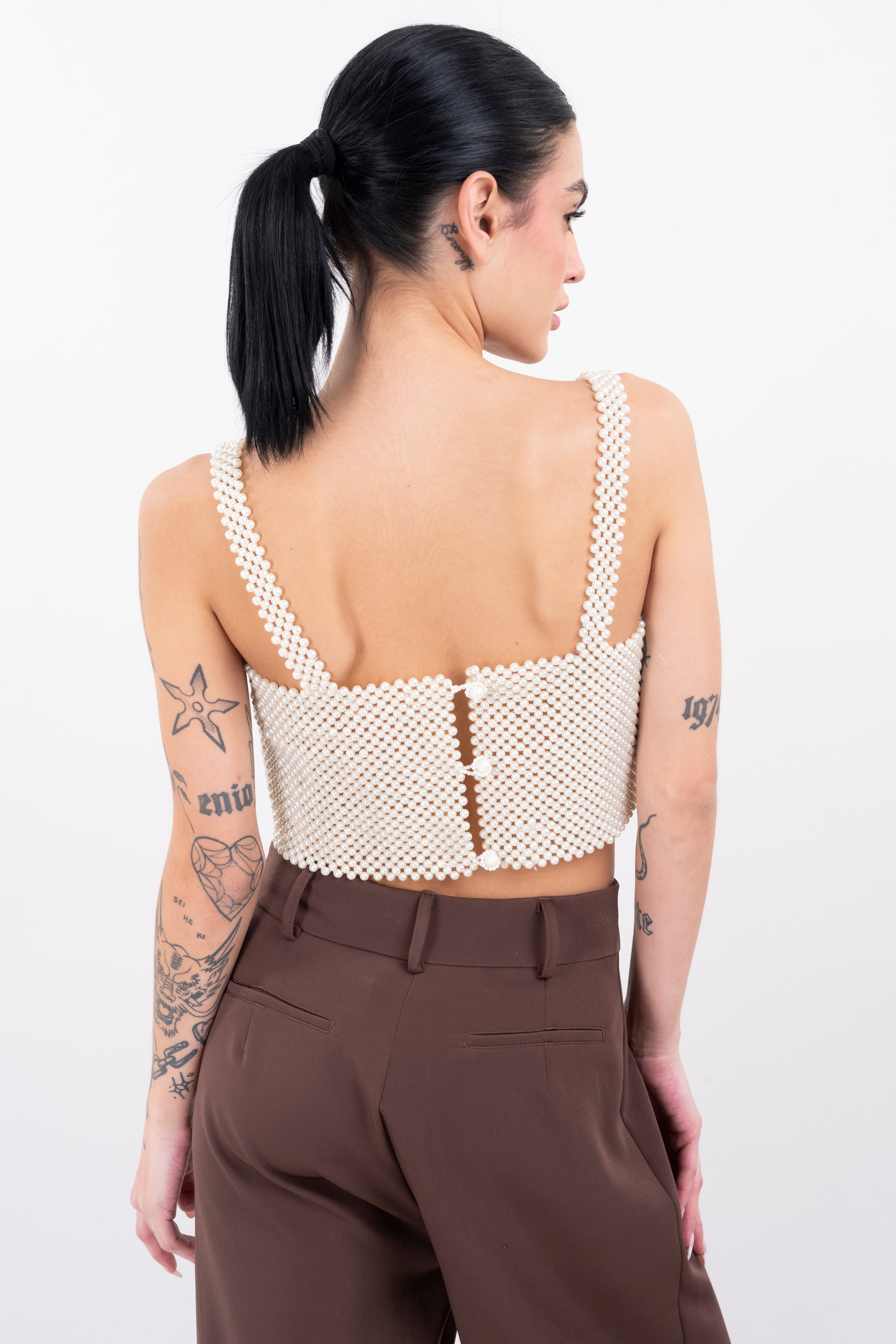 Top tirantes perlas BLANCO