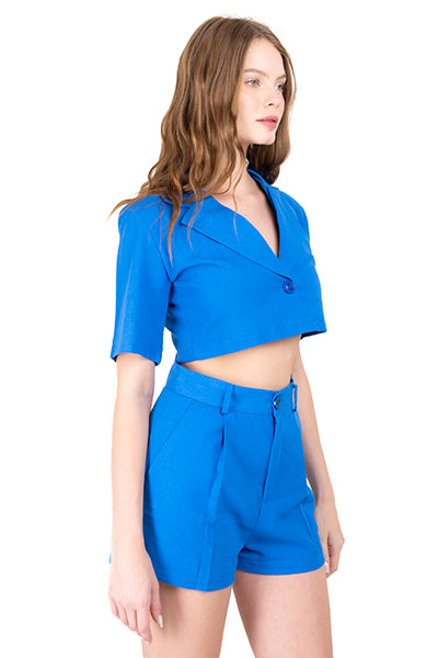 Camisa crop manga corta AZUL ELECTRICO