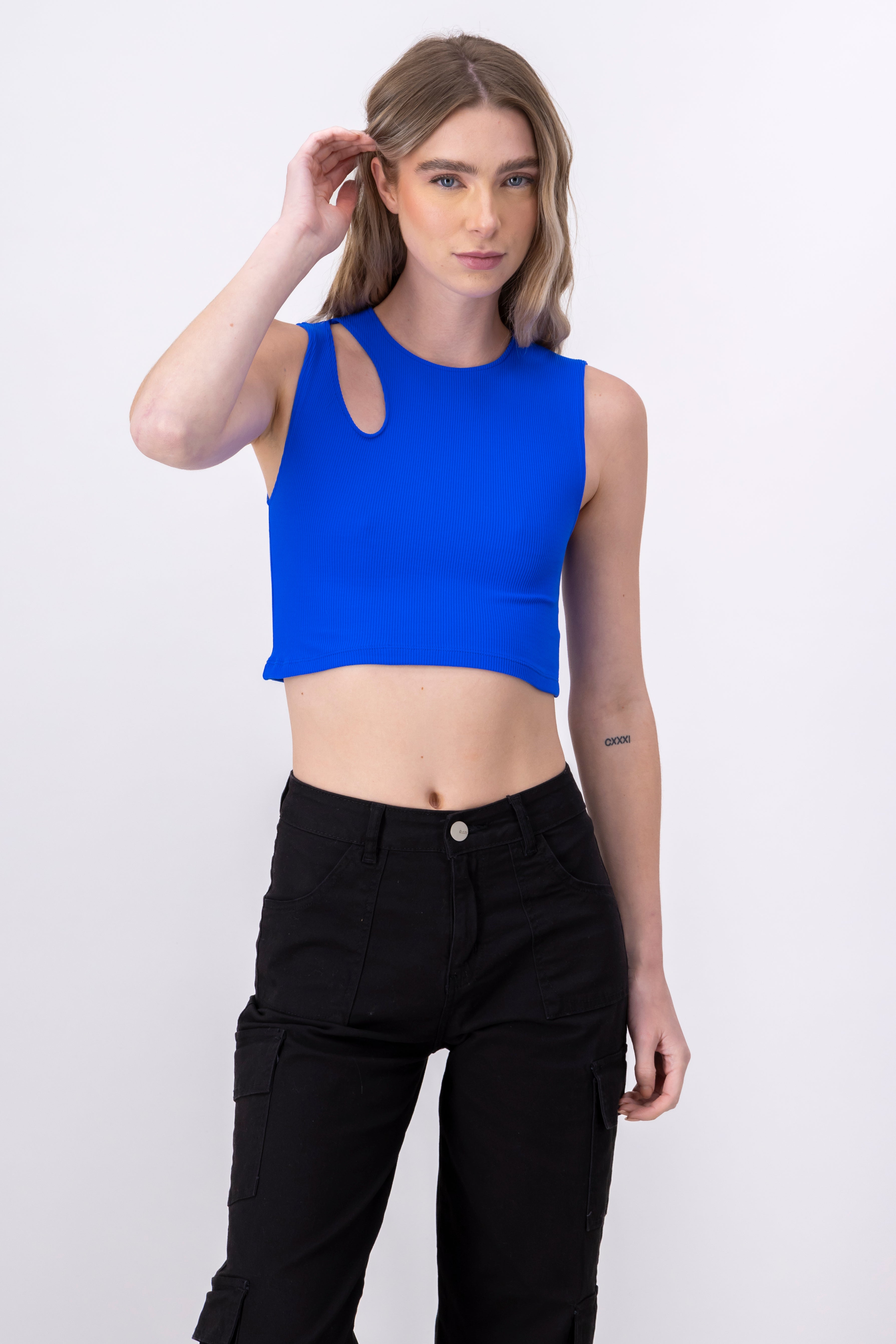 Top seamless cutout hombro AZUL ELECTRICO