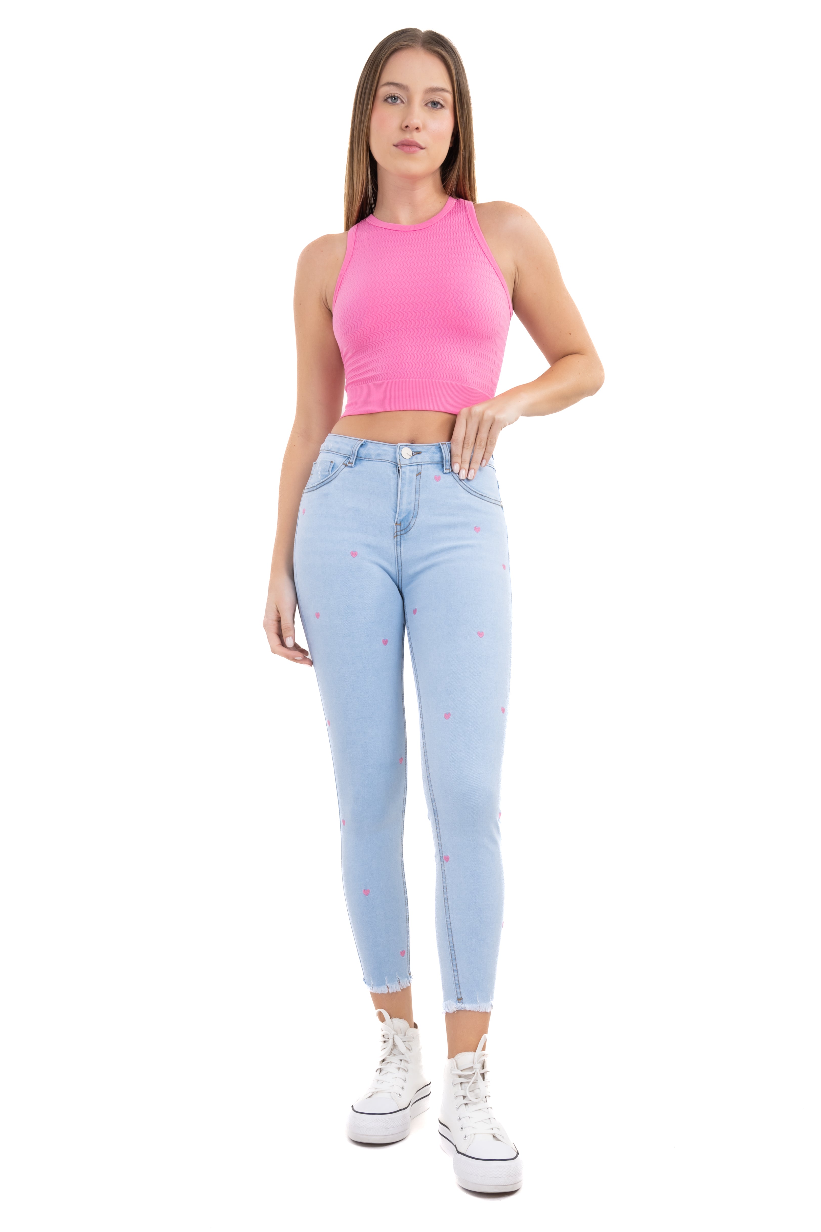 Jeans skinny corazones BLEACHED