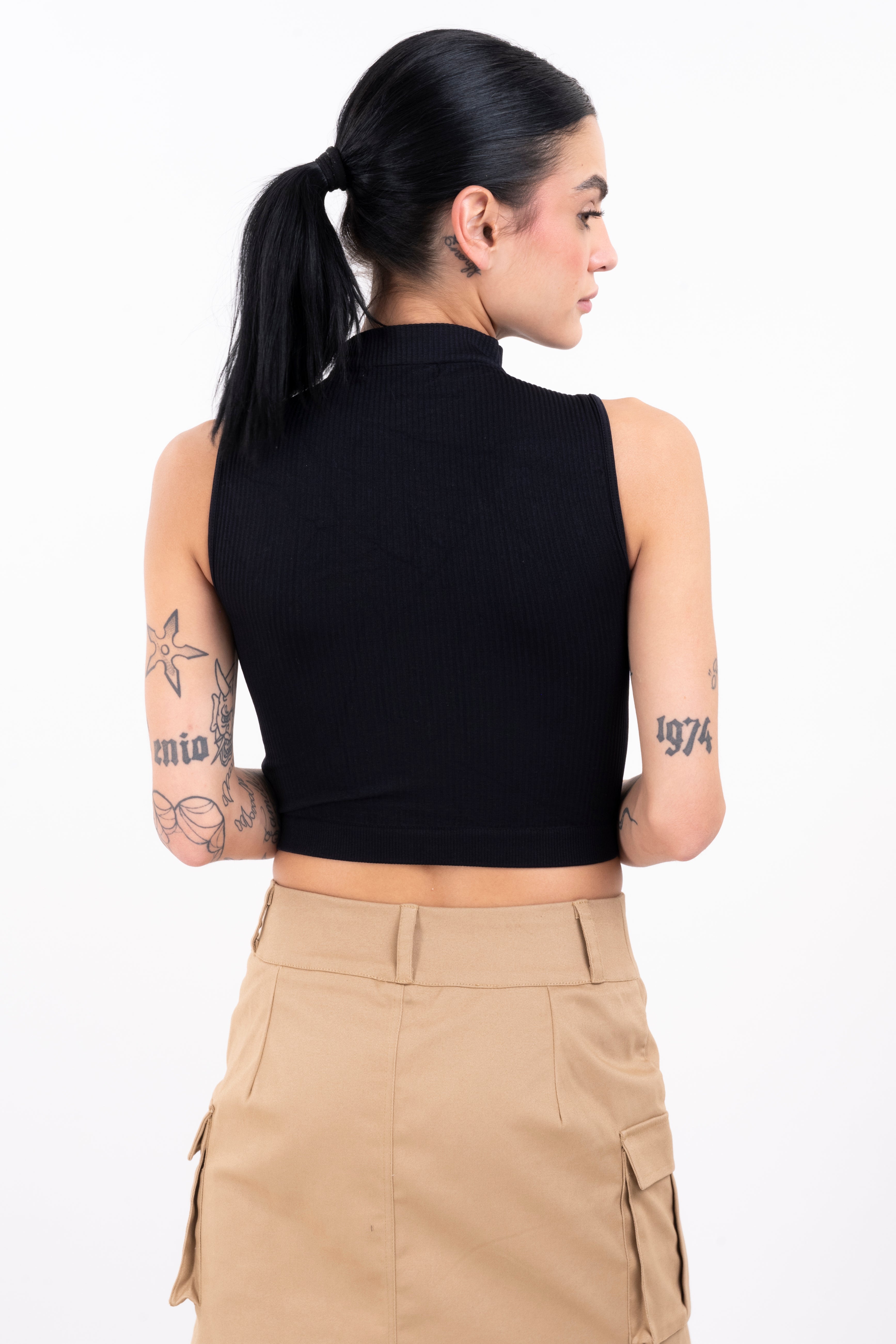 Top seamless cuello alto NEGRO