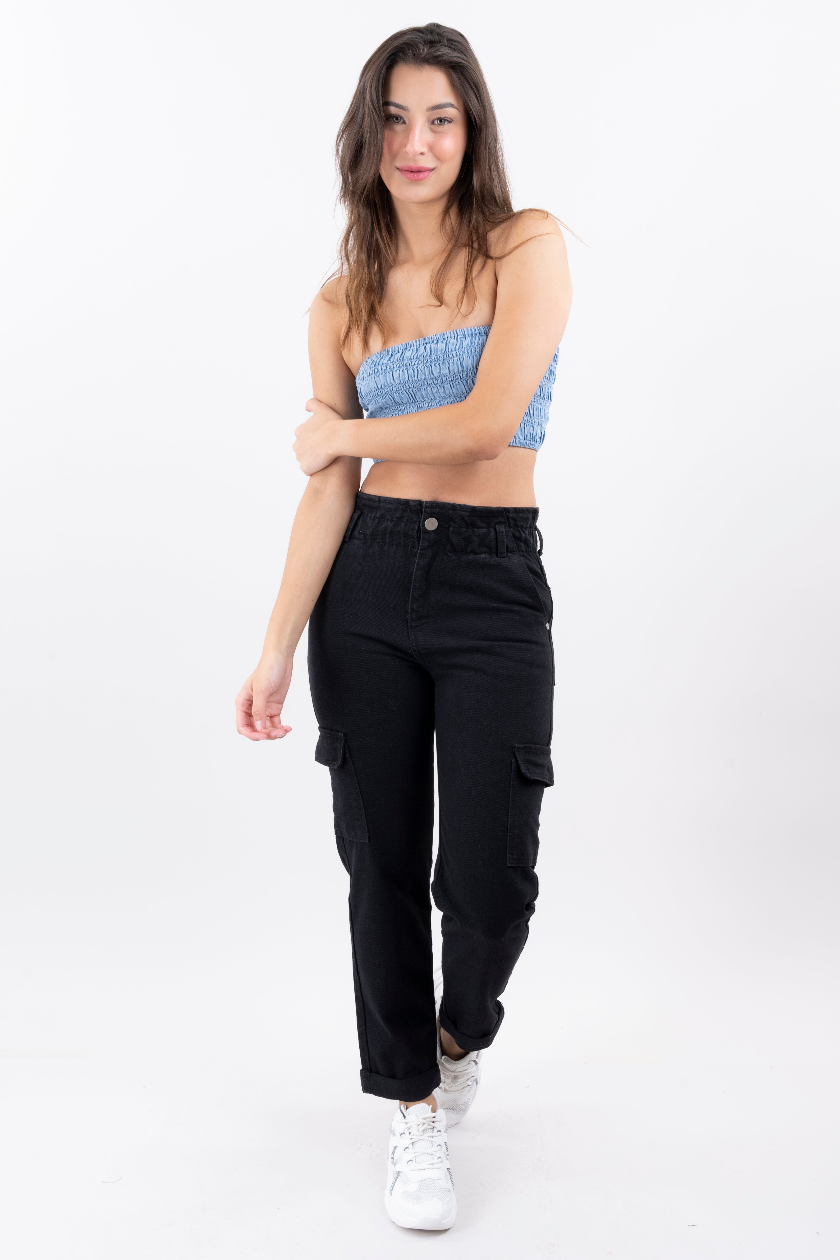 Jeans Paper Bag Cargo NEGRO