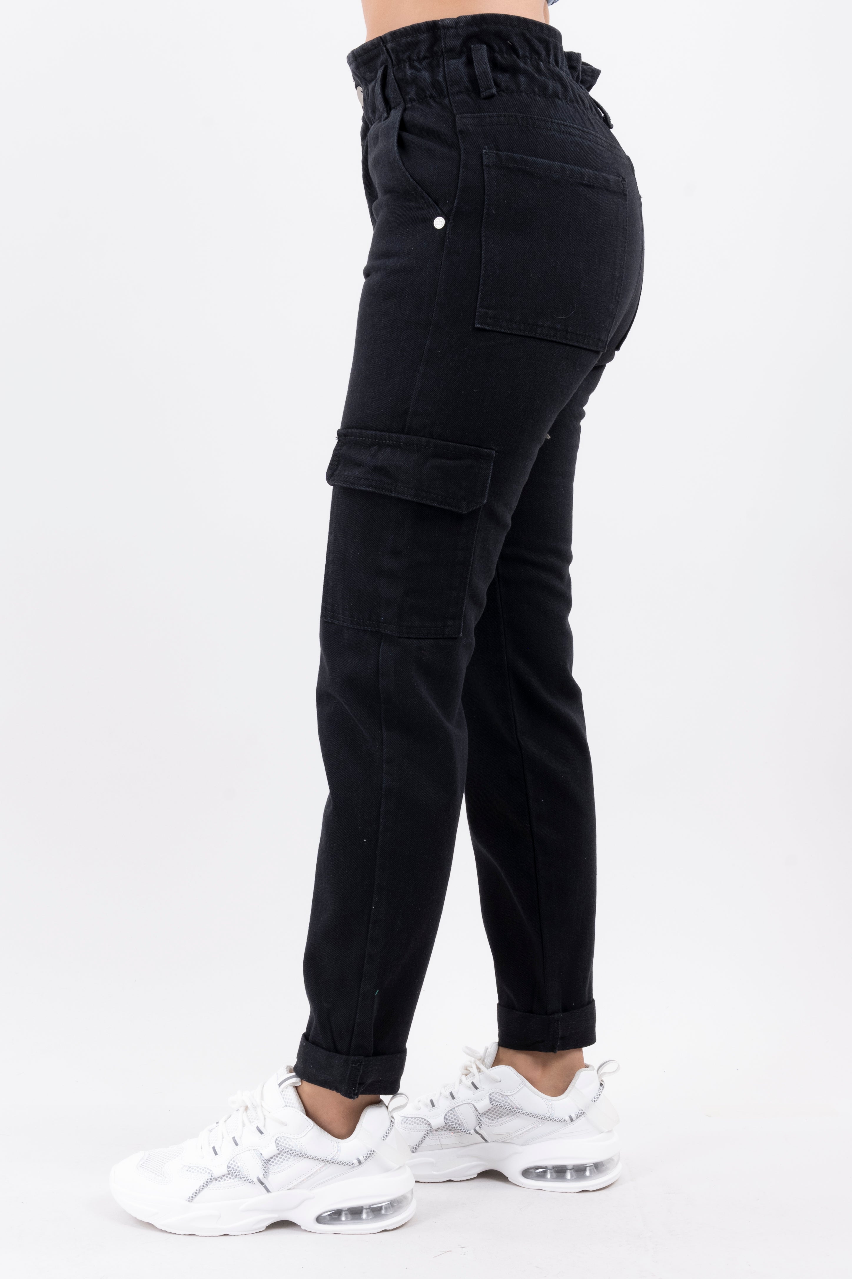 Jeans Paper Bag Cargo NEGRO