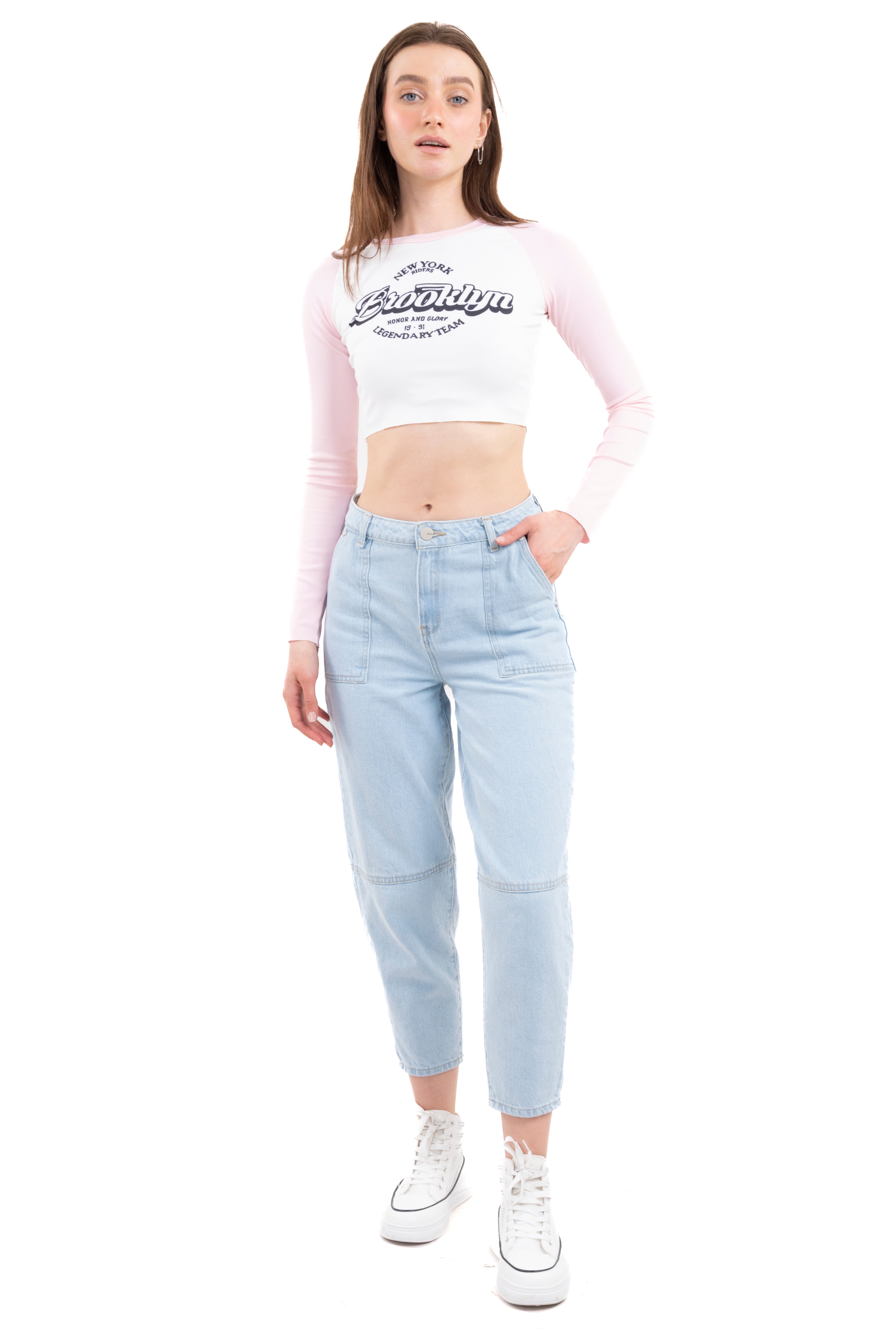 Jeans mom bolsillos LIGHT WASH