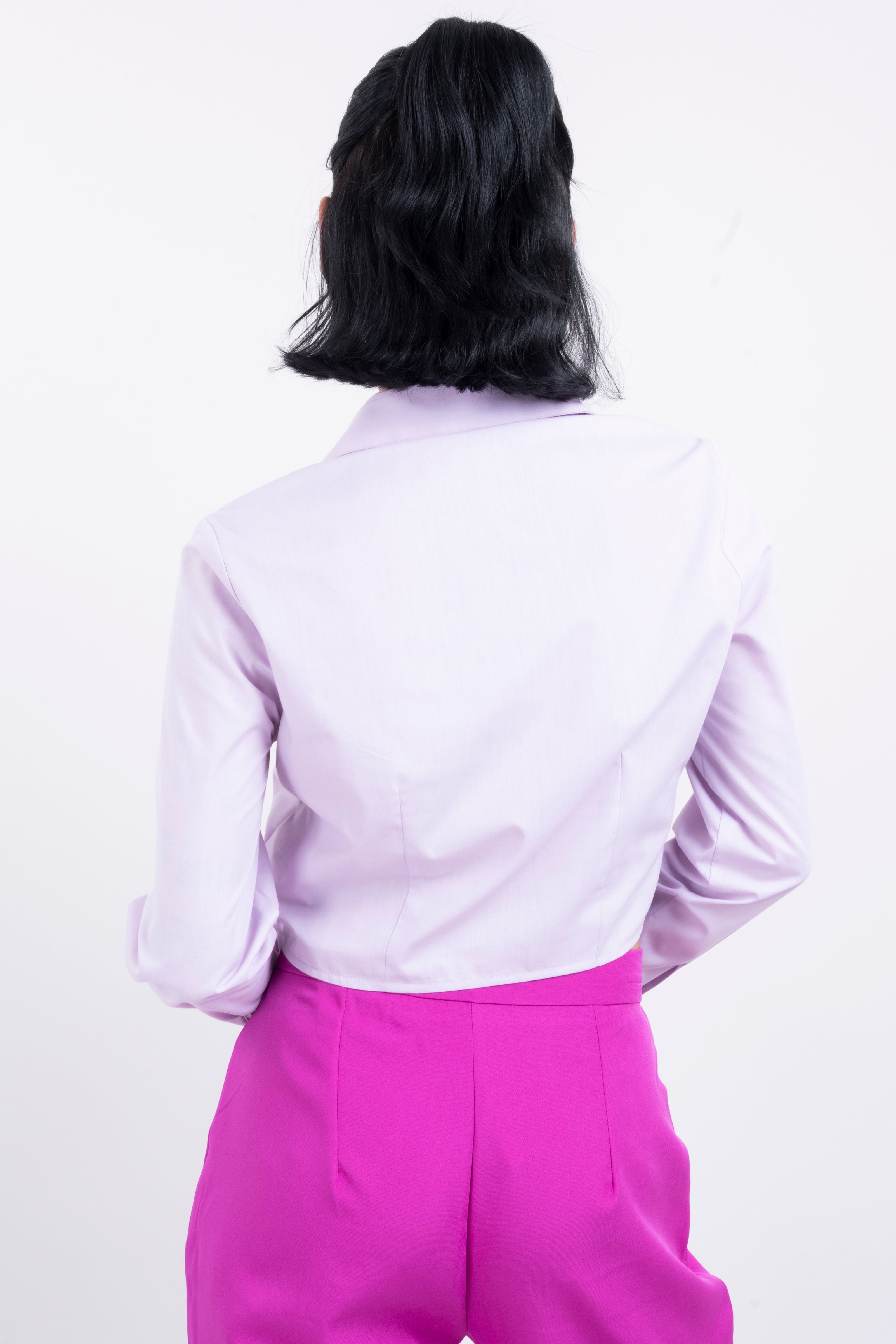 Camisa crop pinzas LAVANDA