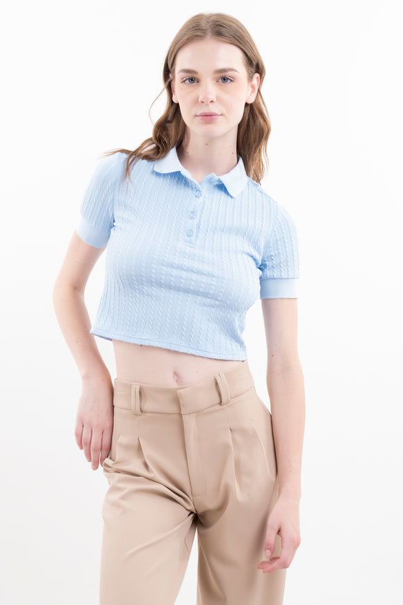 Top textura cuello polo