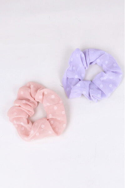 Set 2 scrunchie puntos MORADO