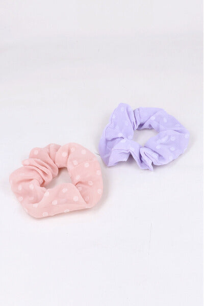 Set 2 scrunchie puntos MORADO