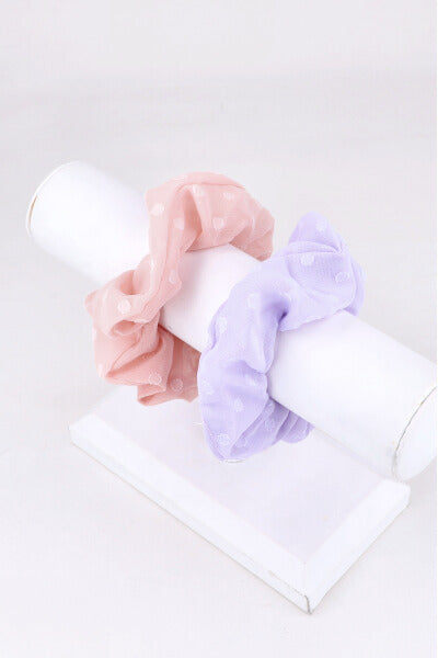 Set 2 scrunchie puntos MORADO