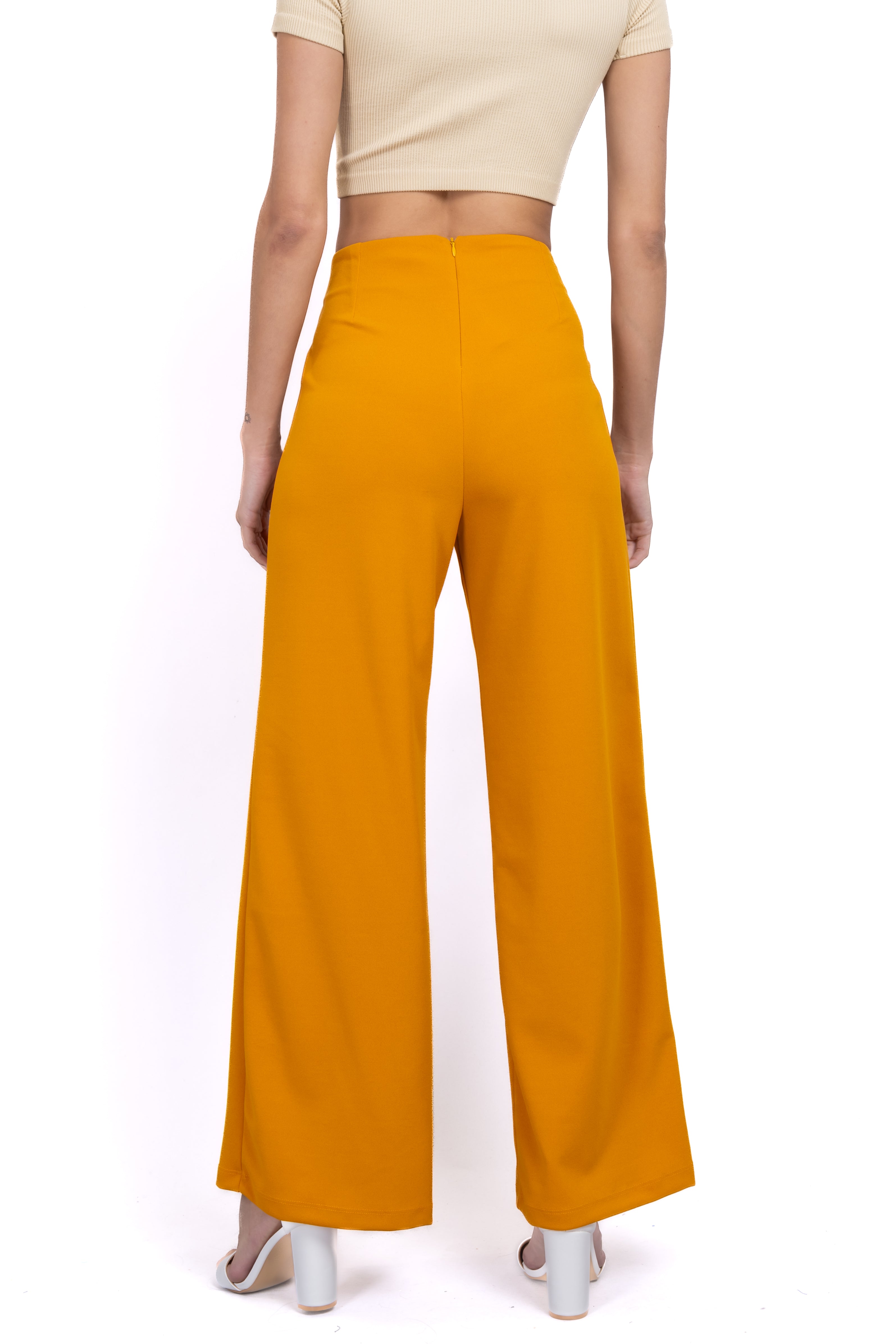 Pantalón Amplio Costura Frontal MOSTAZA