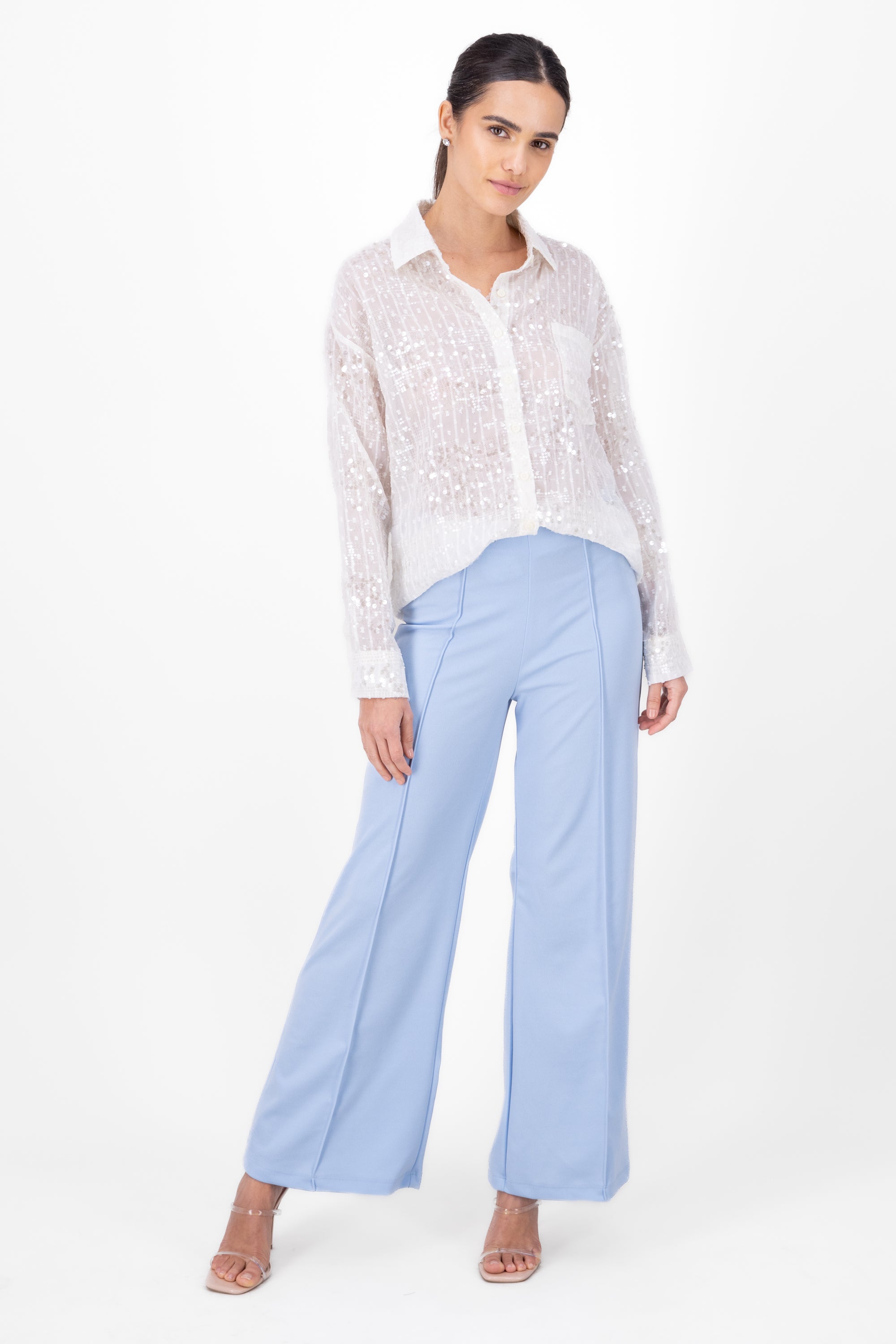 Pantalón Amplio Costura Frontal AZUL CIELO