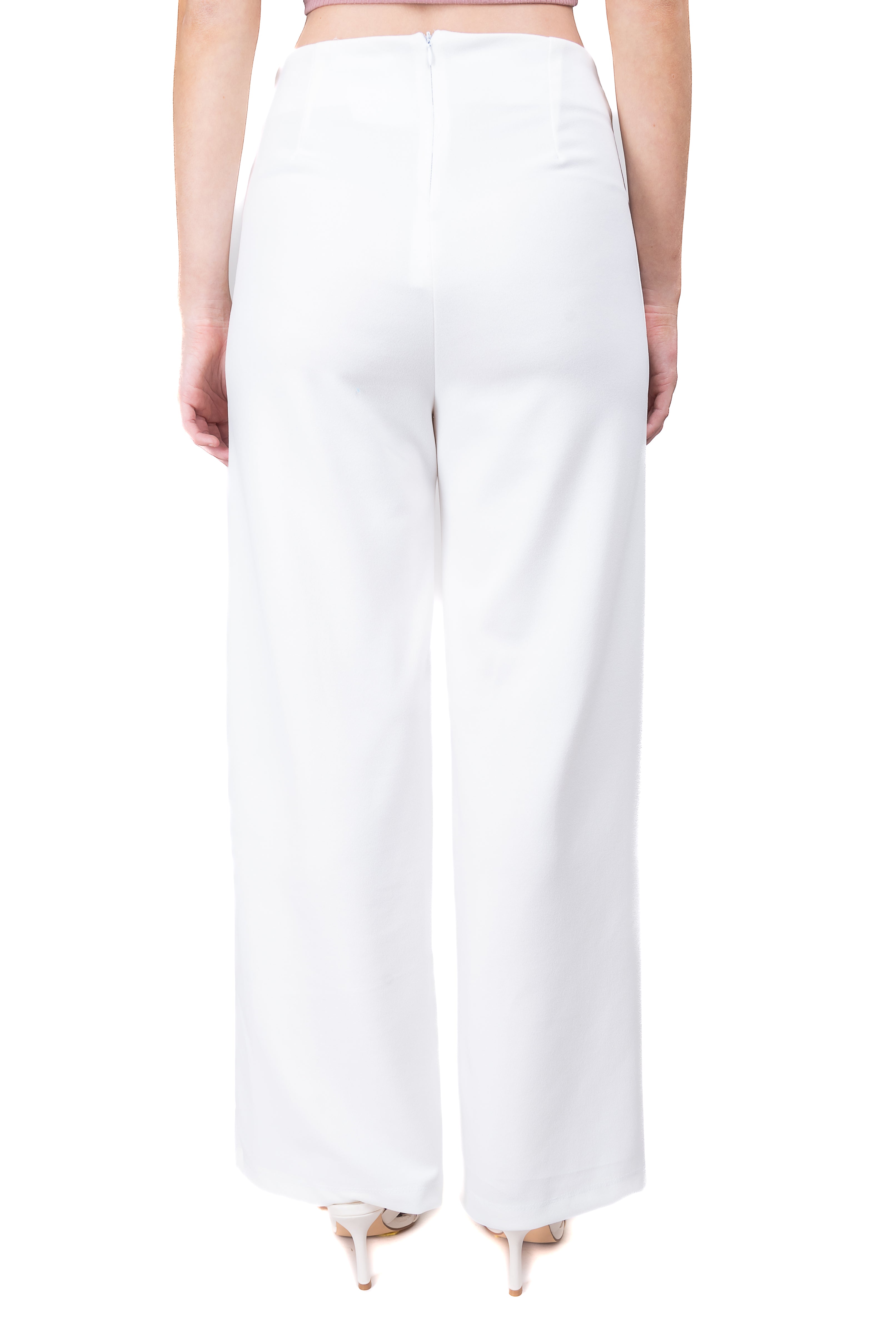 Pantalón Amplio Costura Frontal BLANCO