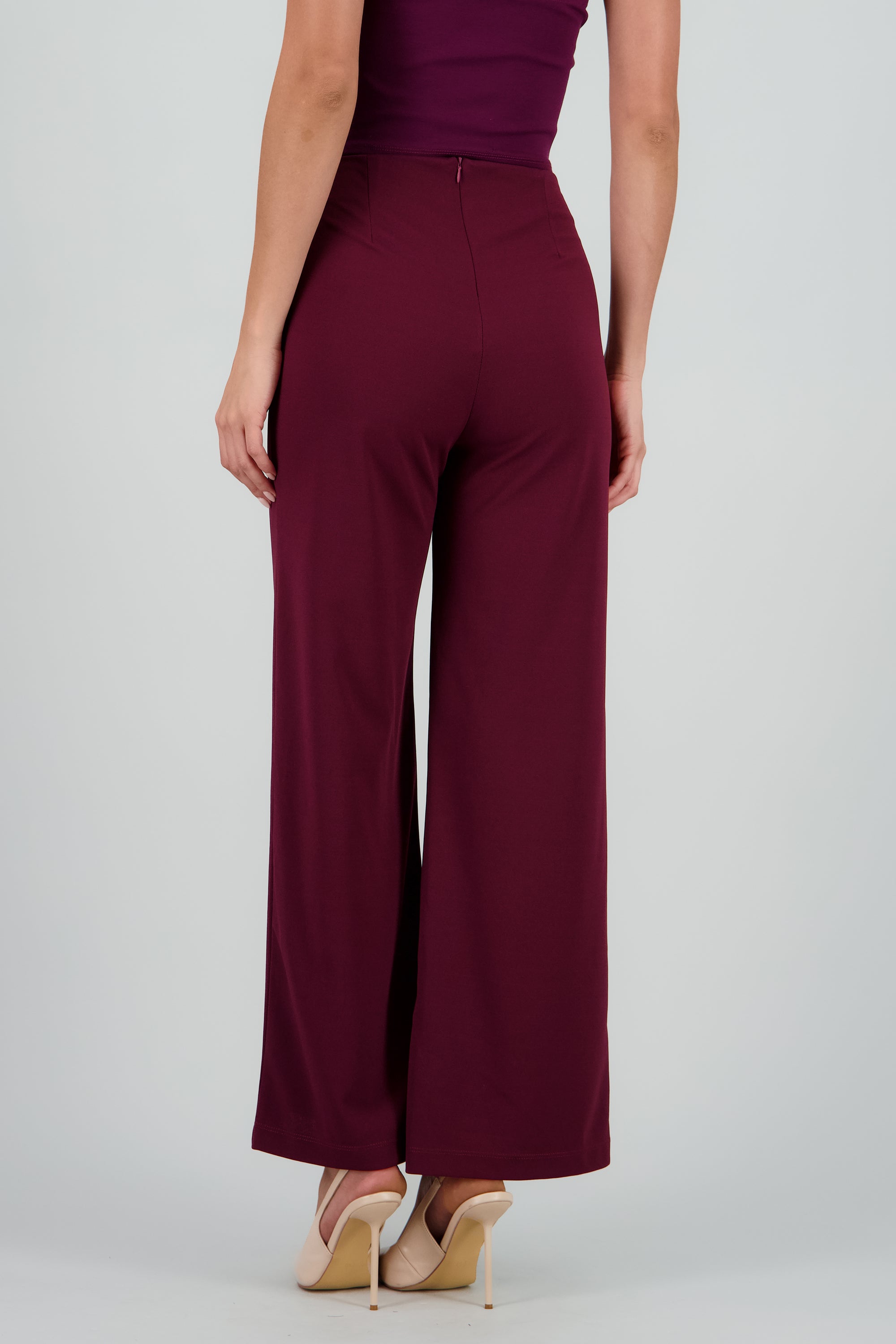 Pantalón Amplio Costura Frontal CIRUELA