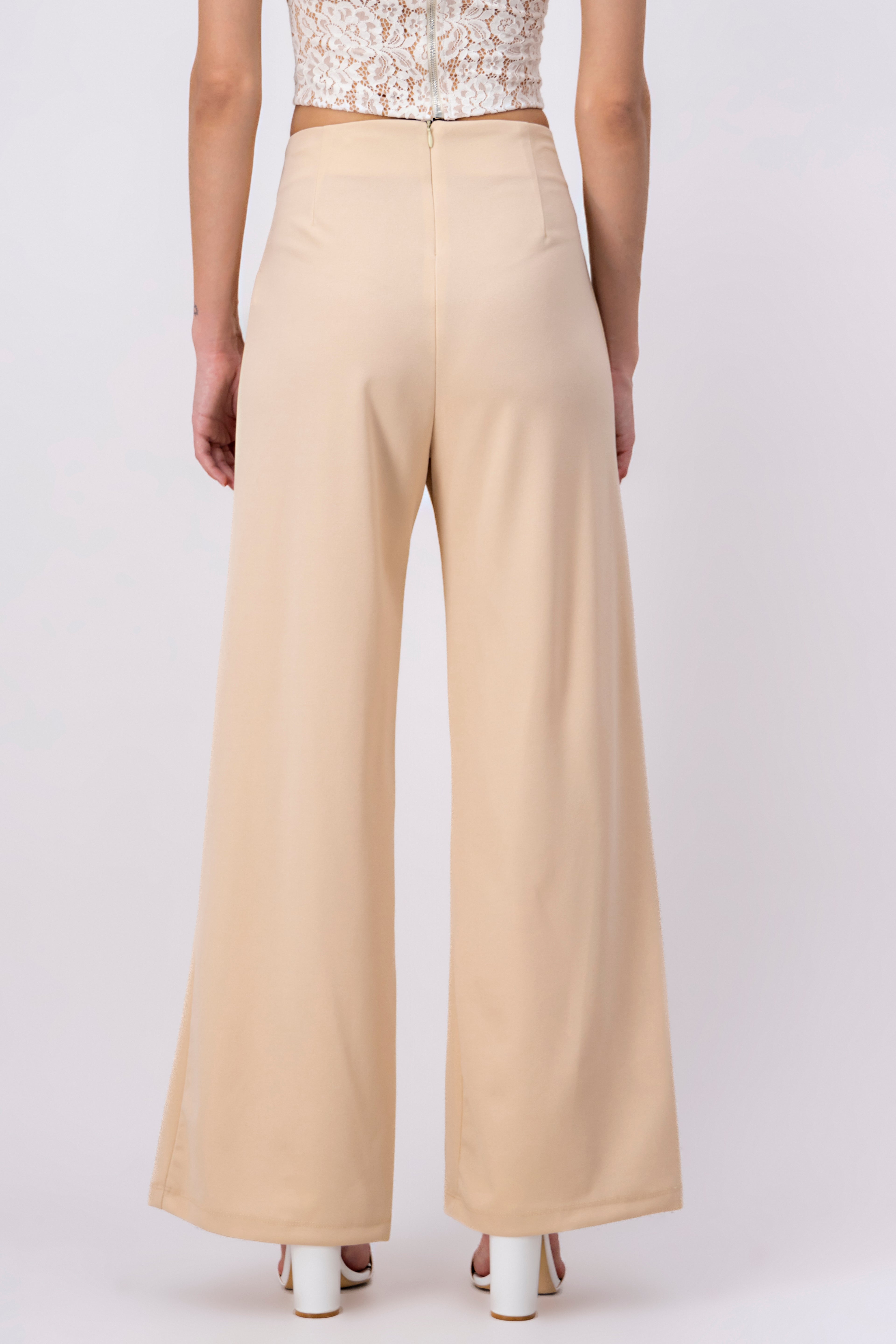 Pantalón Amplio Costura Frontal KHAKI