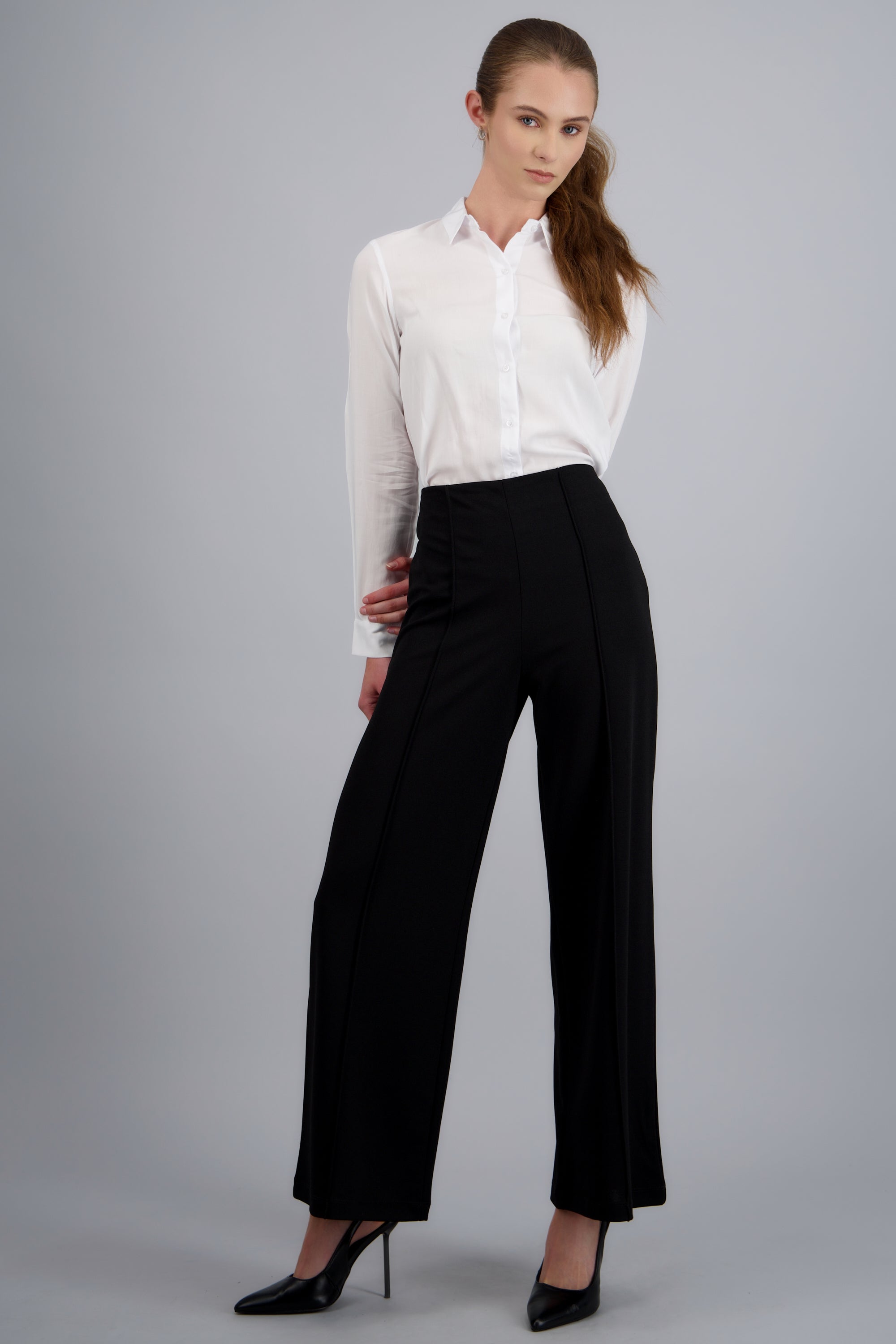Pantalón Amplio Costura Frontal NEGRO