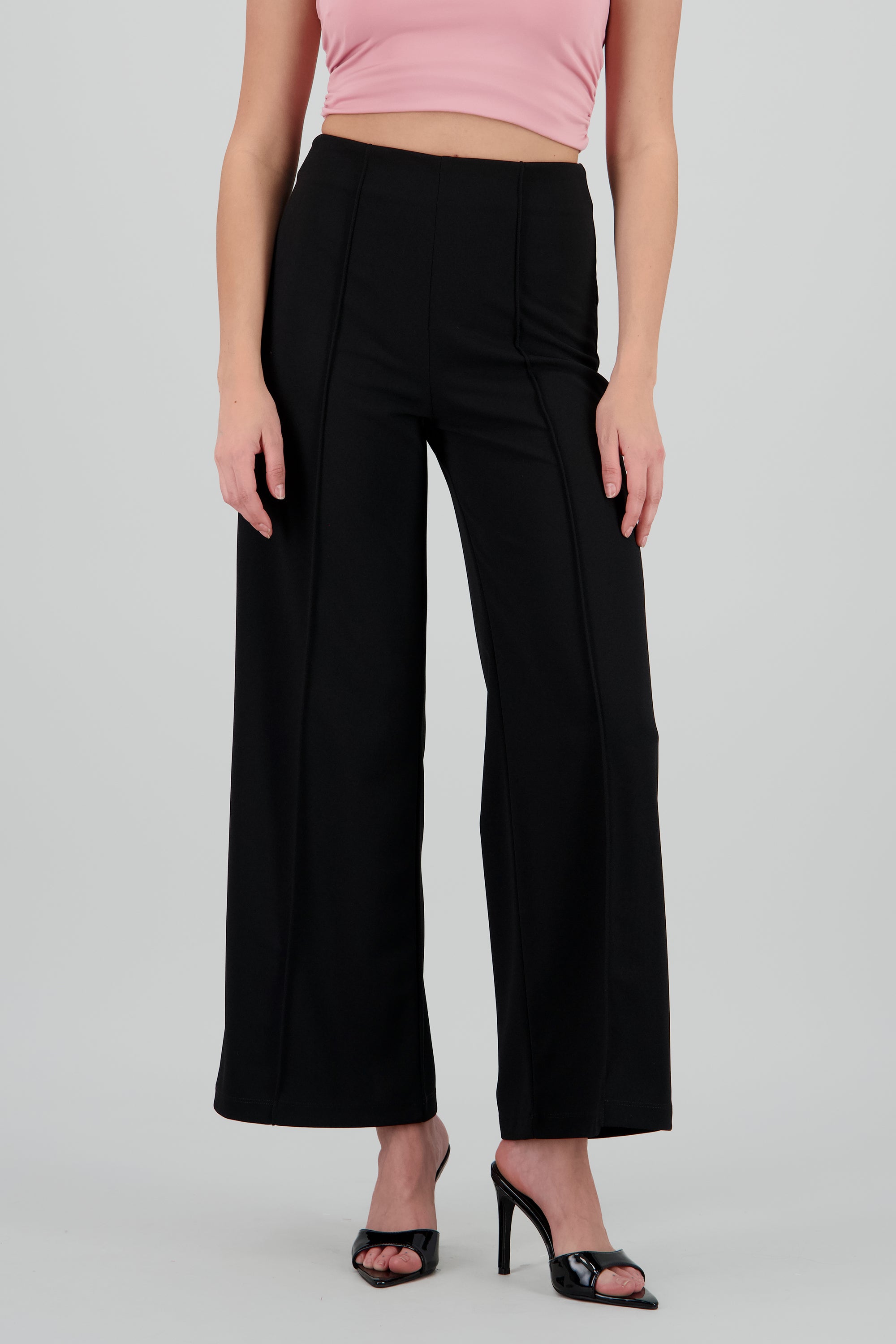 Pantalón Amplio Costura Frontal NEGRO