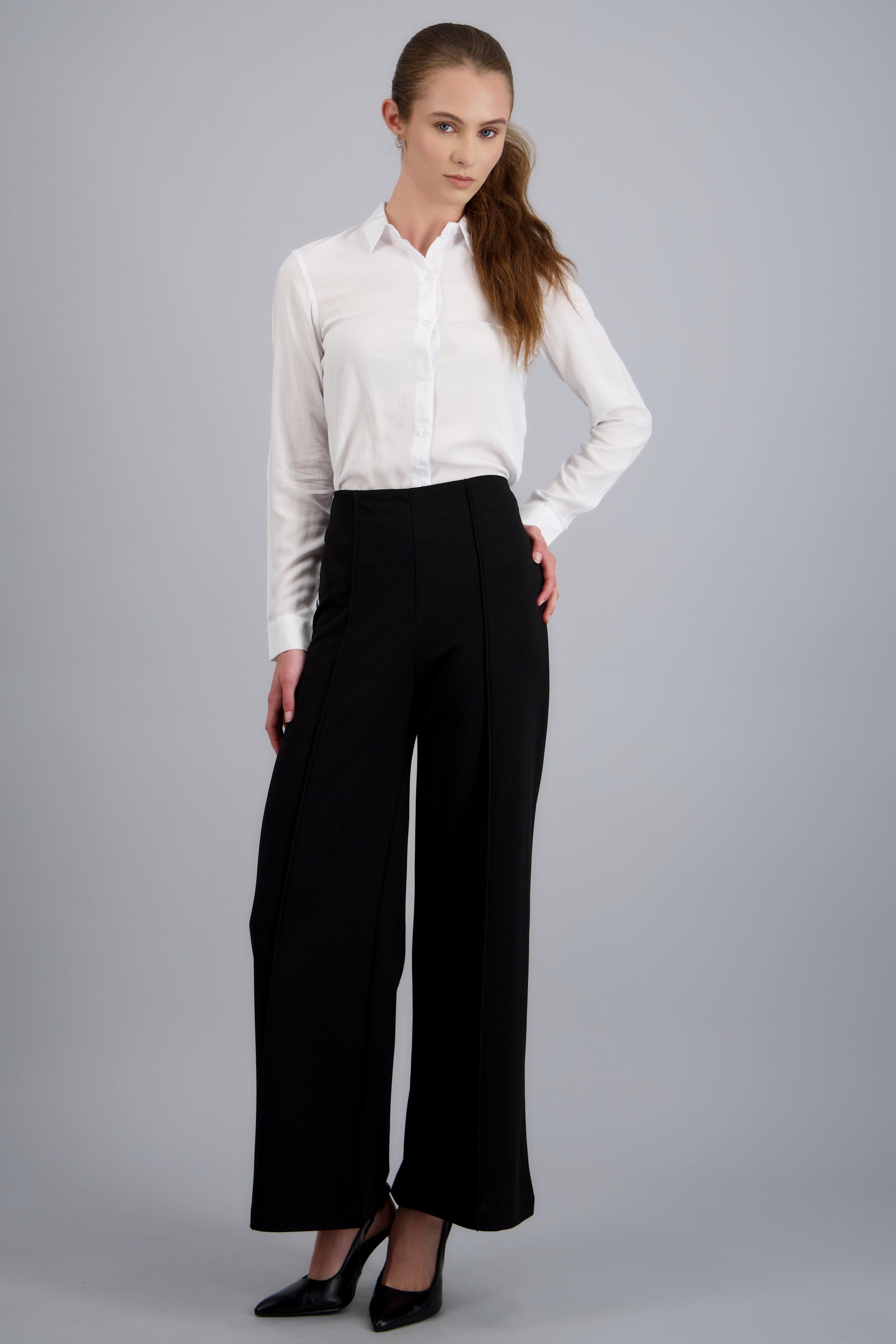 Pantalón Amplio Costura Frontal NEGRO