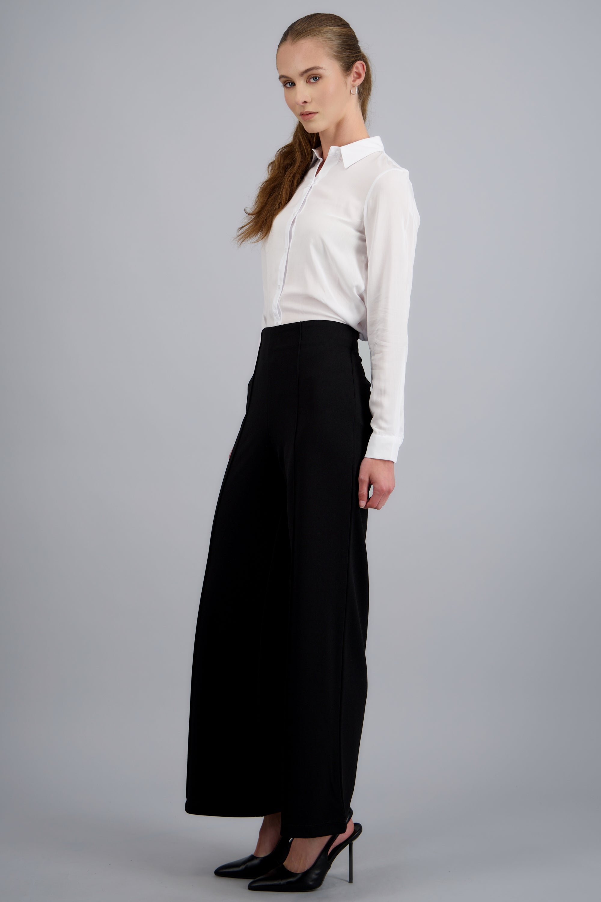 Pantalón Amplio Costura Frontal NEGRO