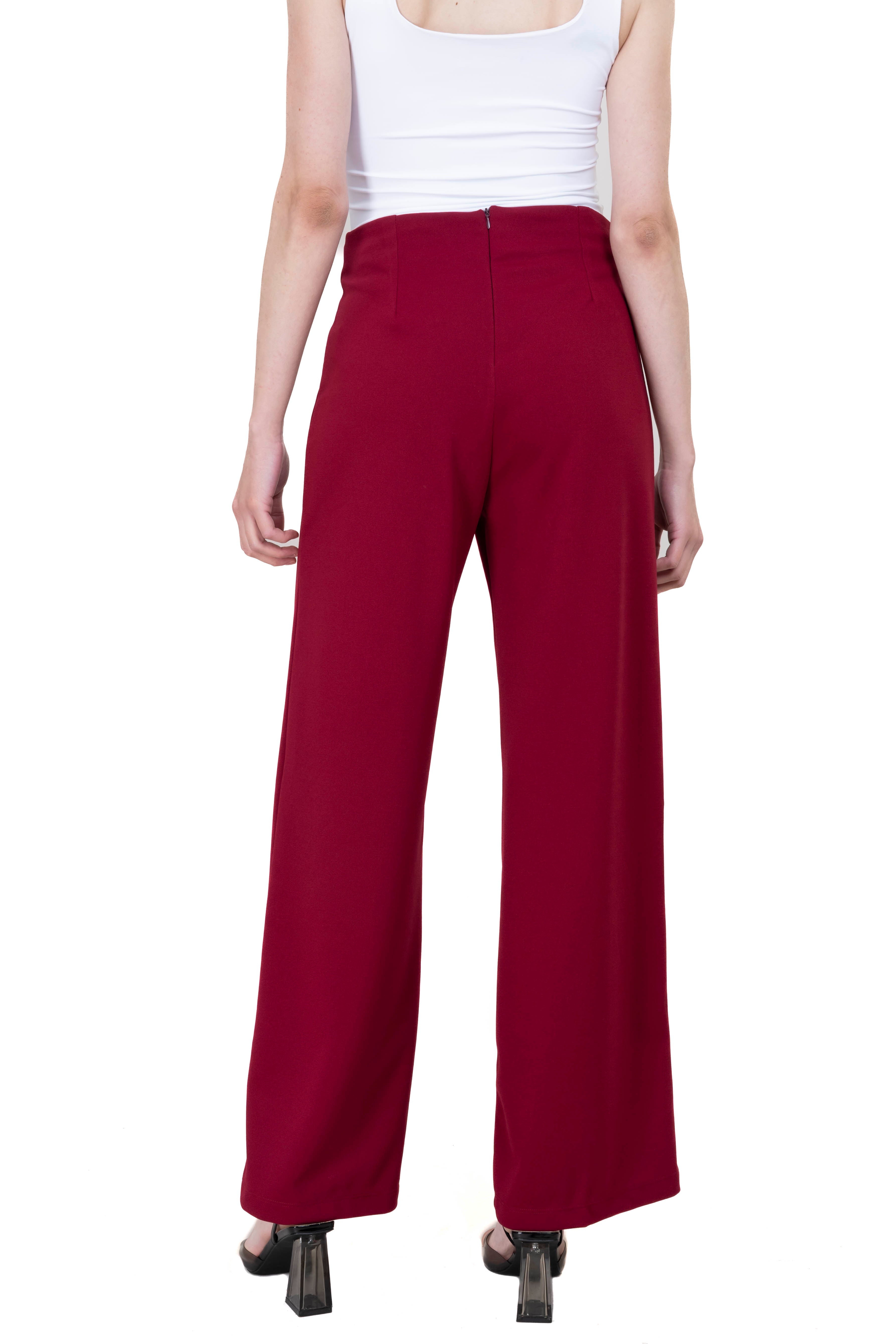 Pantalón Amplio Costura Frontal ROJO QUEMADO