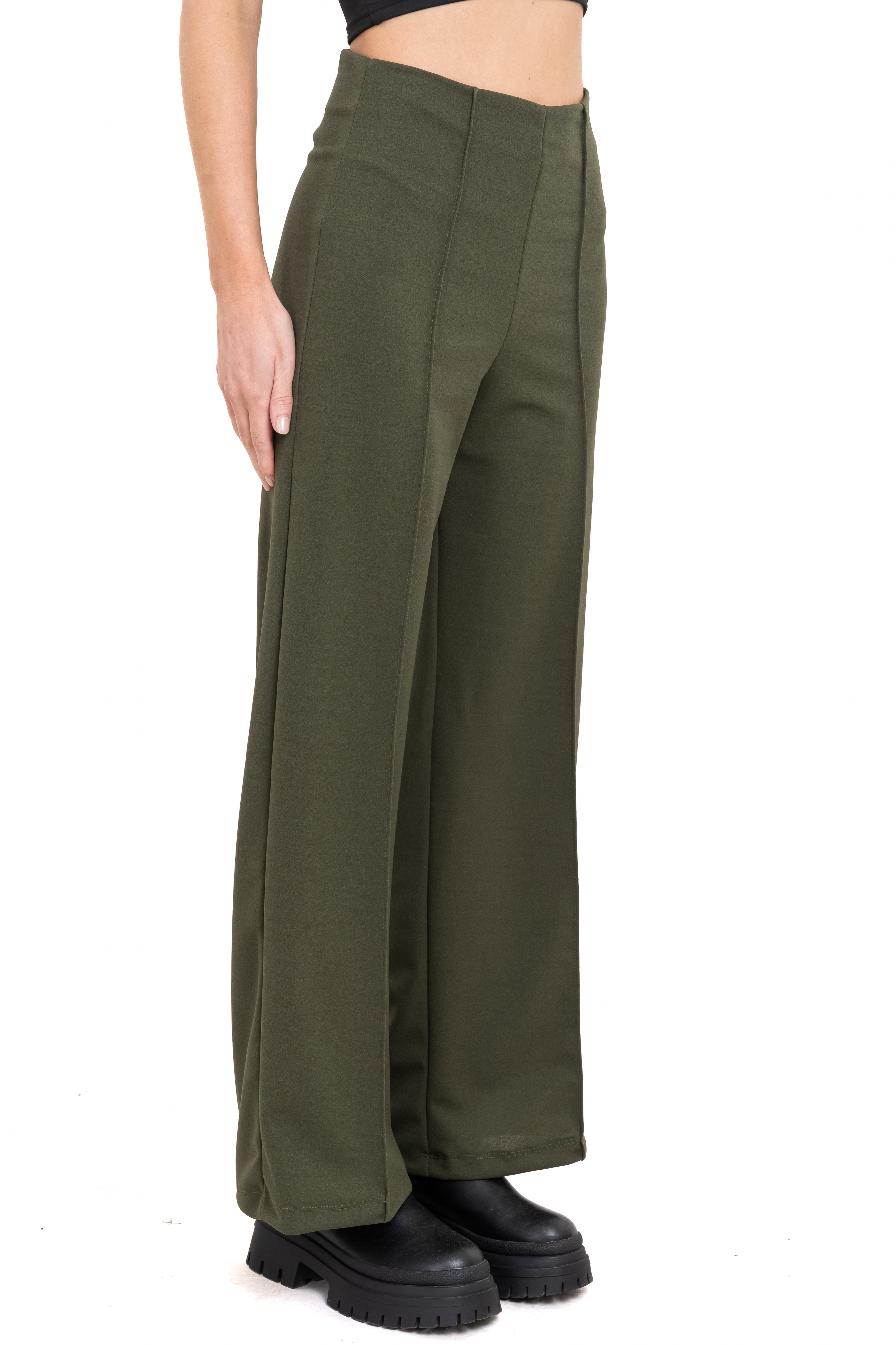 Pantalón Amplio Costura Frontal OLIVO