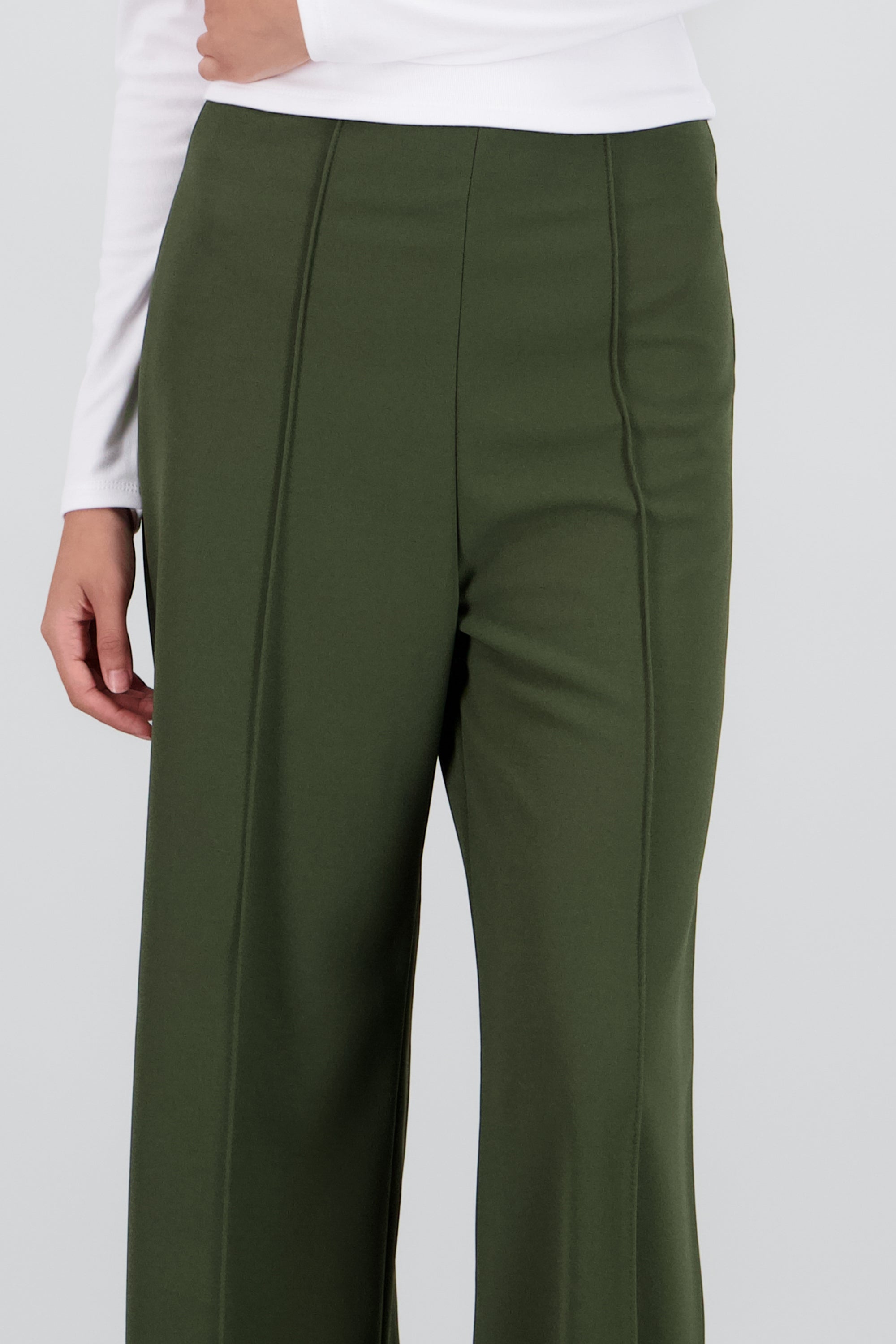 Pantalón Amplio Costura Frontal OLIVO