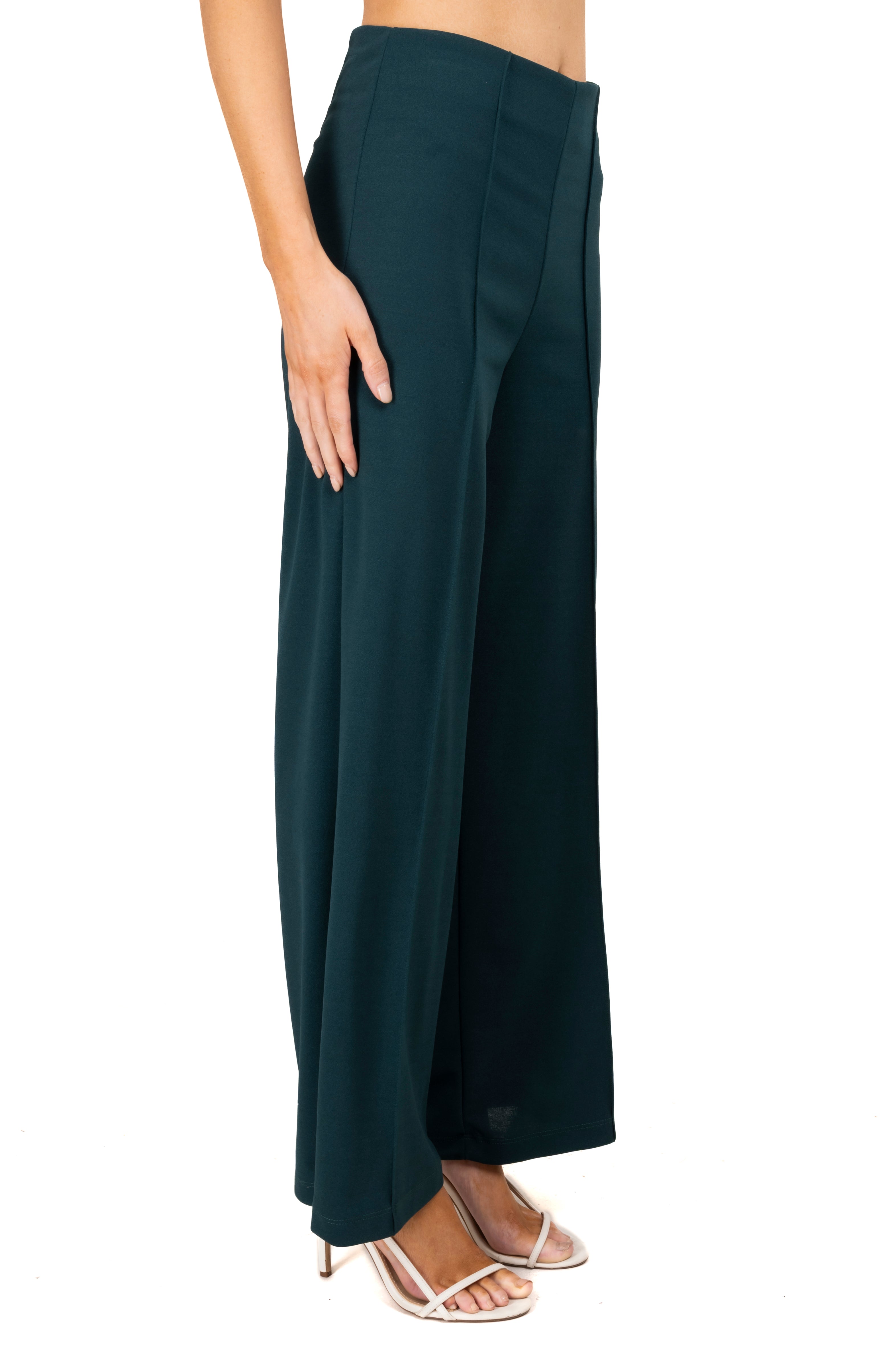 Pantalón Amplio Costura Frontal VERDE BOTELLA