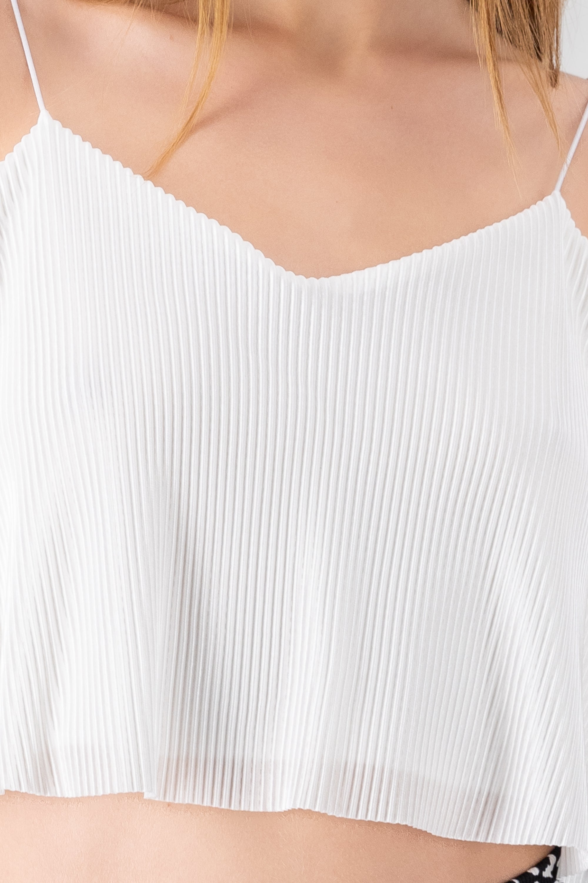 Top Crop Tejido Plisado Tirantes BLANCO