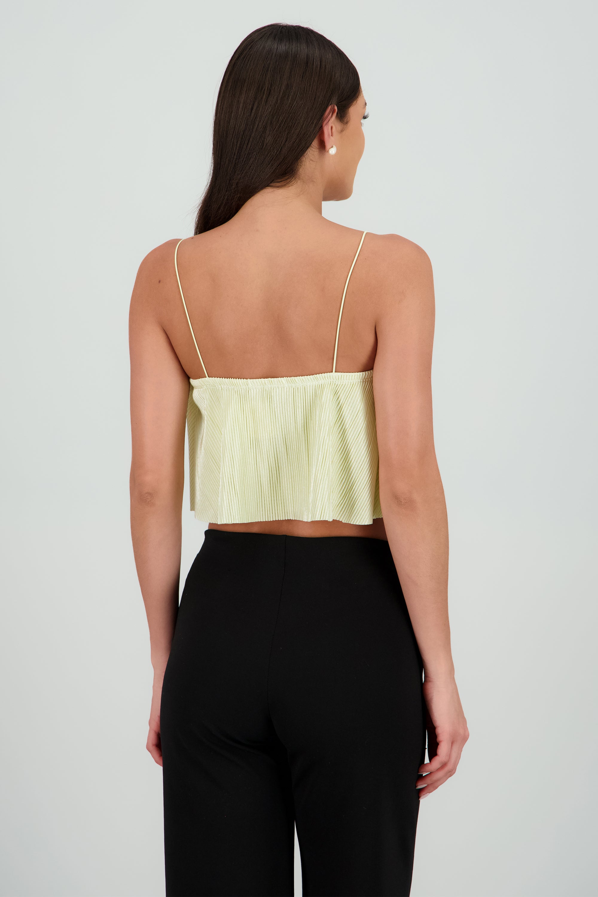 Top Crop Tejido Plisado Tirantes HUESO