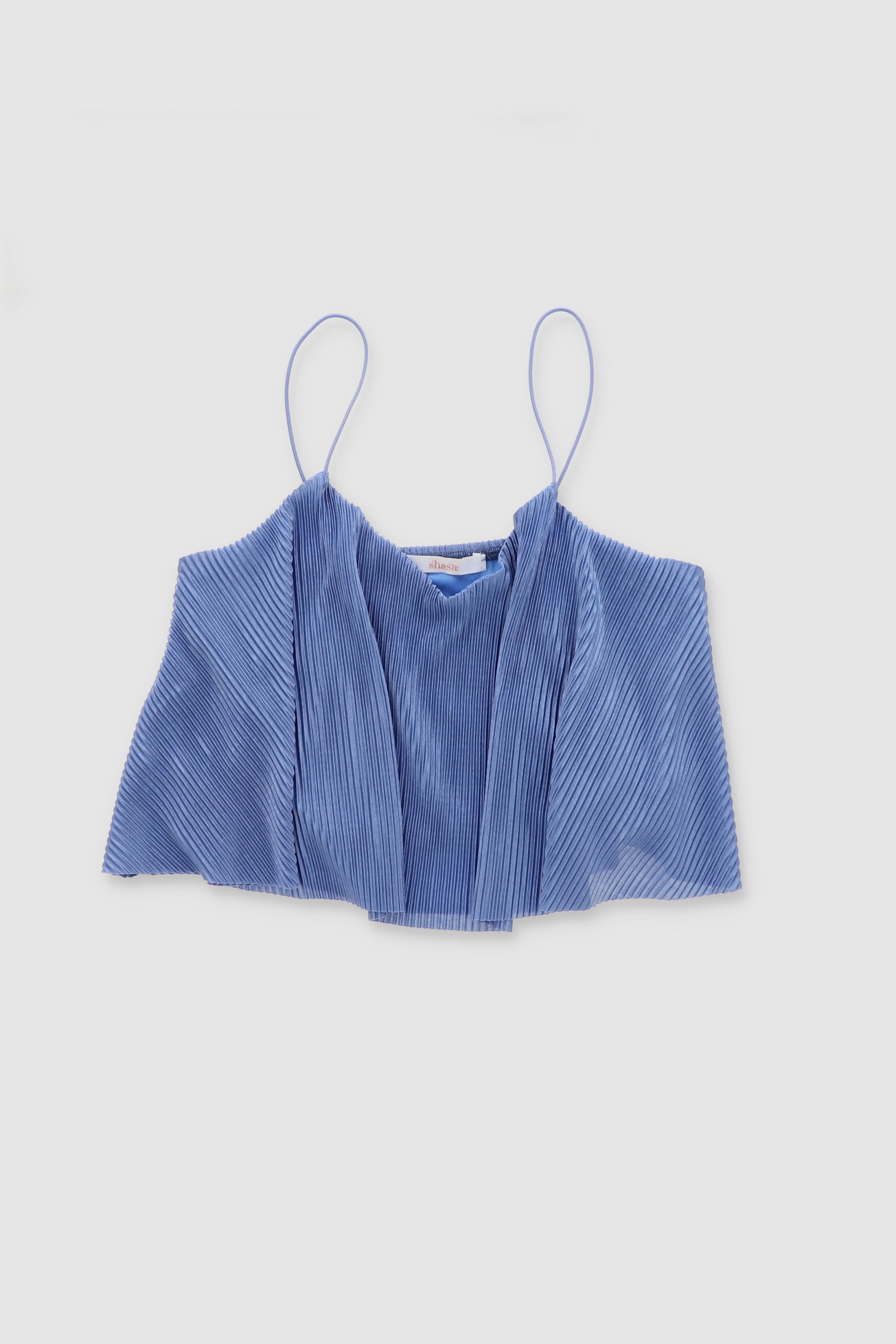 Top Crop Tejido Plisado Tirantes INDIGO