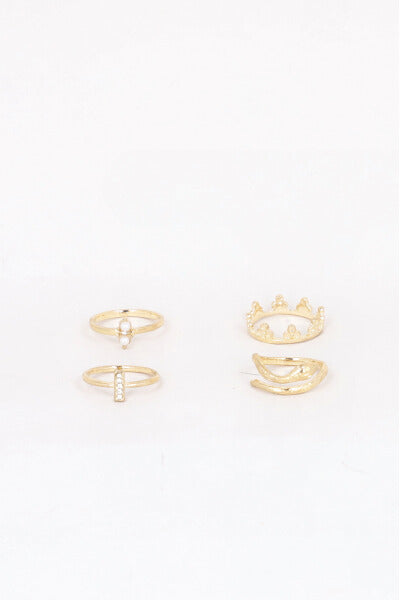 4 P Anillos Corona Serpiente ORO