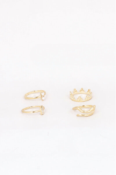 4 P Anillos Corona Serpiente ORO