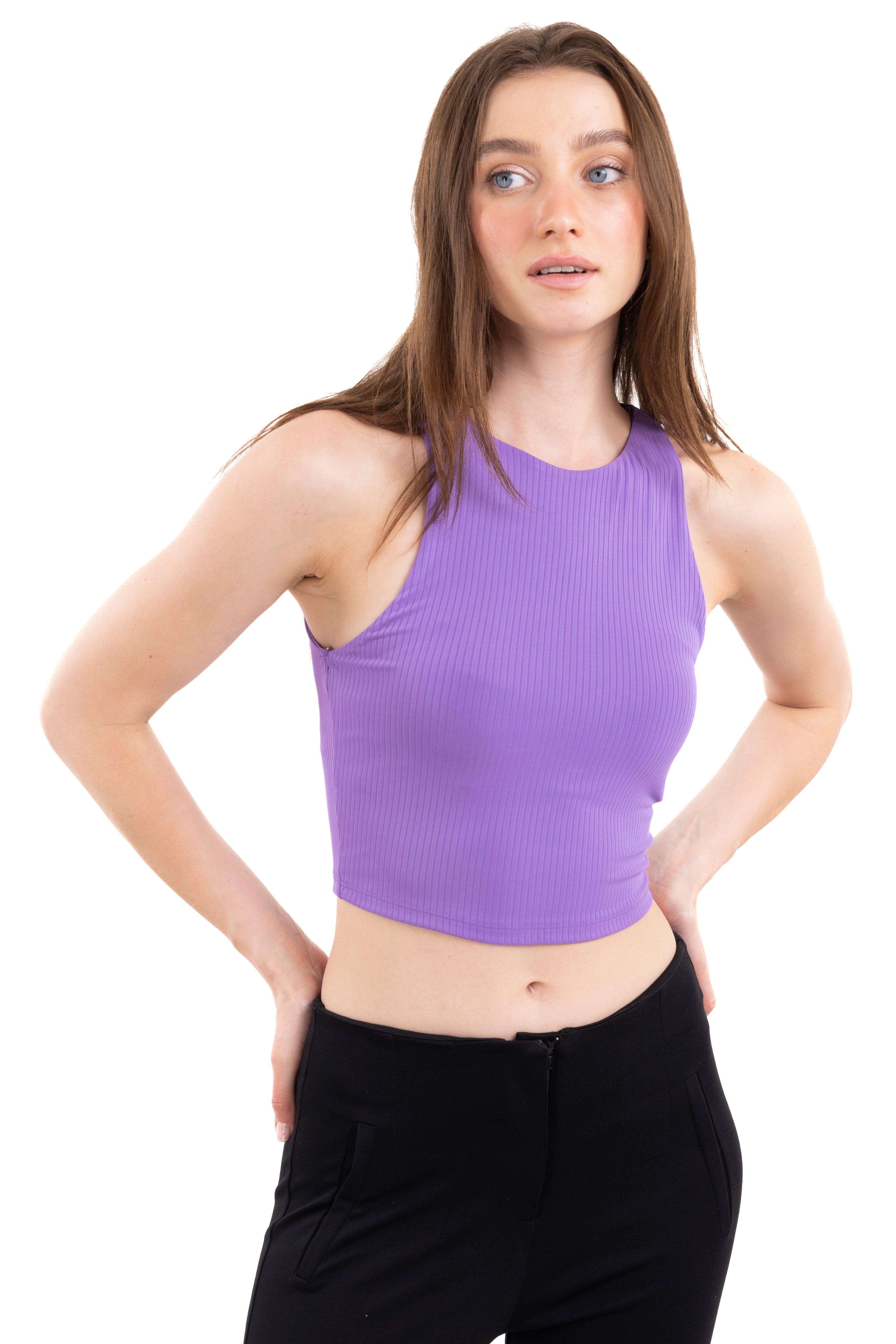 Top acanalado tirantes MORADO