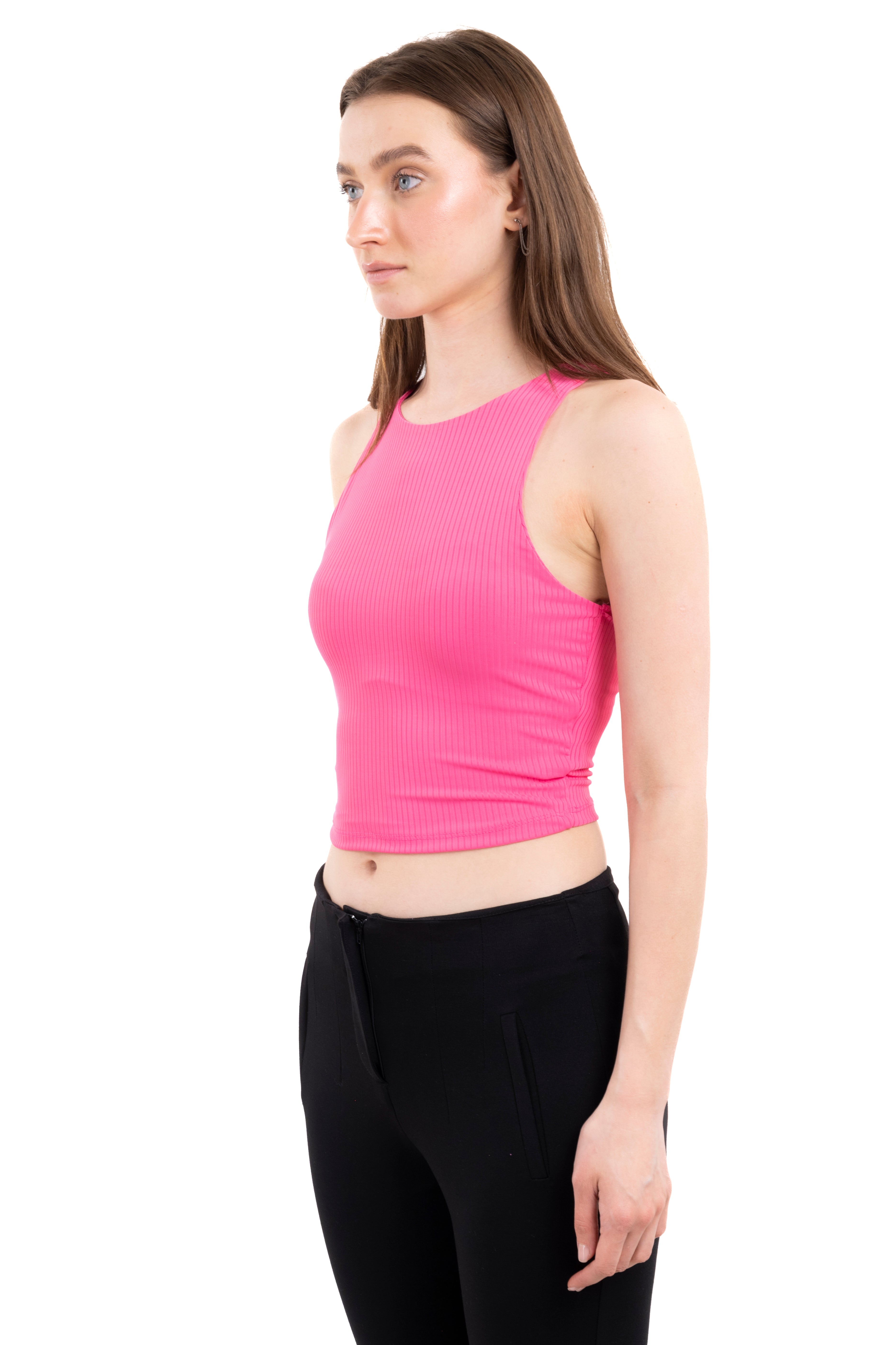 Top acanalado tirantes ROSA BRILLANTE