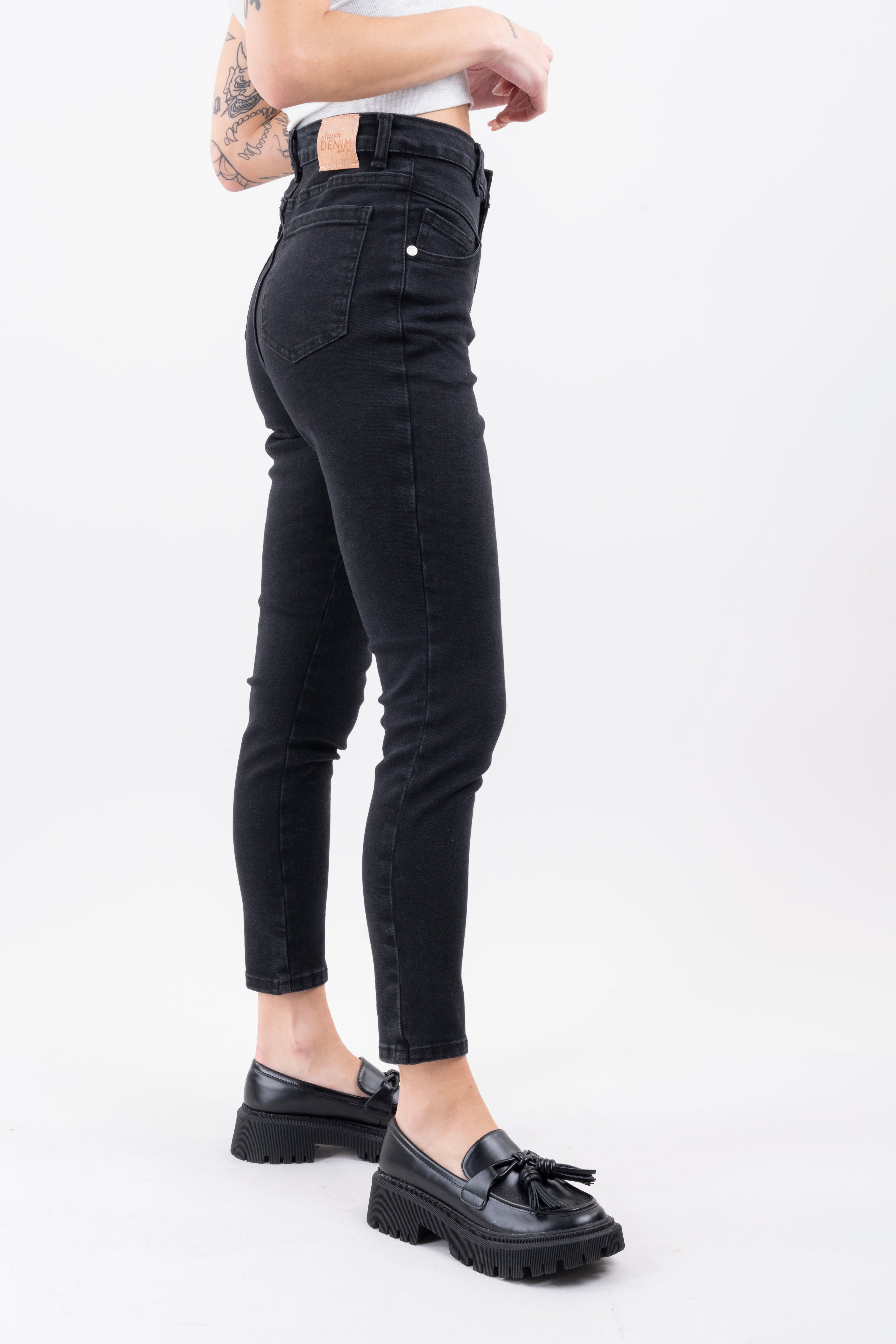 Jeans skinny costuras NEGRO