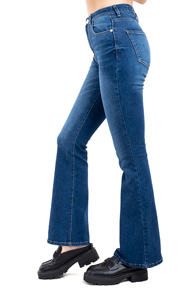 Jeans flare con desgaste DARK WASH