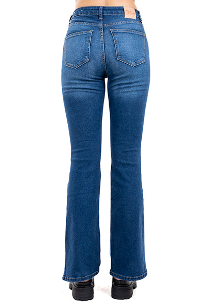 Jeans flare con desgaste DARK WASH