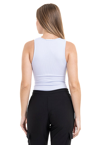Bodysuit acanalado cuello redondo LAVANDA