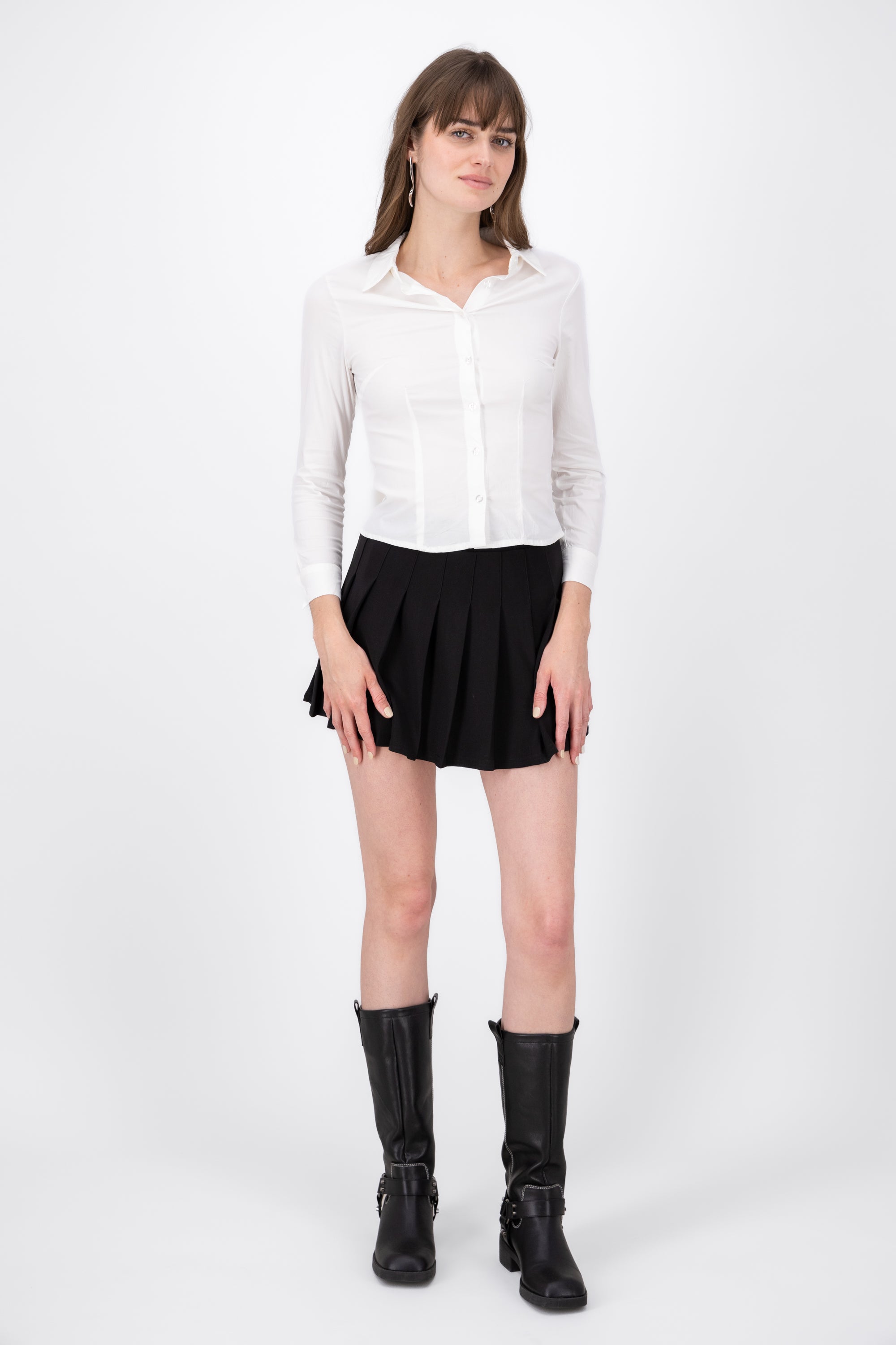 Falda Mini Tableada Lisa