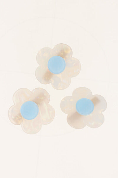 Set 3 broches flores bicolor AZUL