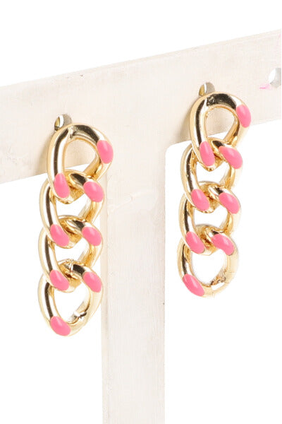 Aretes Cadenas Colores ROSA