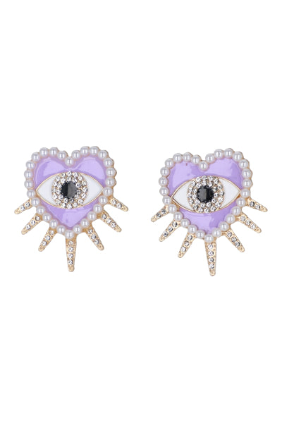 Aretes Corazón Ojo Turco LILA