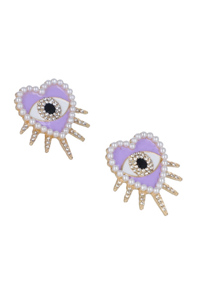 Aretes Corazón Ojo Turco LILA