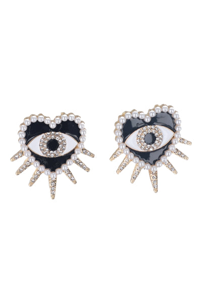 Aretes Corazón Ojo Turco NEGRO