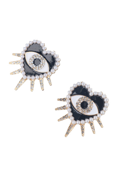 Aretes Corazón Ojo Turco NEGRO