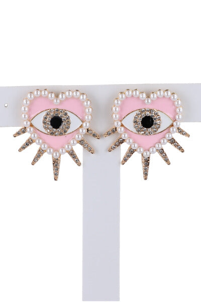 Aretes Corazón Ojo Turco PALO DE ROSA