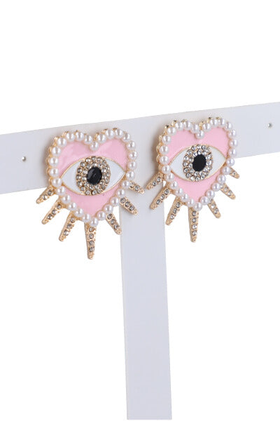 Aretes Corazón Ojo Turco PALO DE ROSA