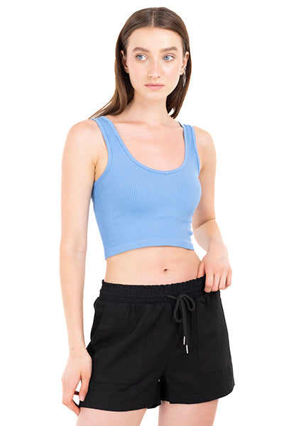 Top tejido acanalado tirantes AZUL